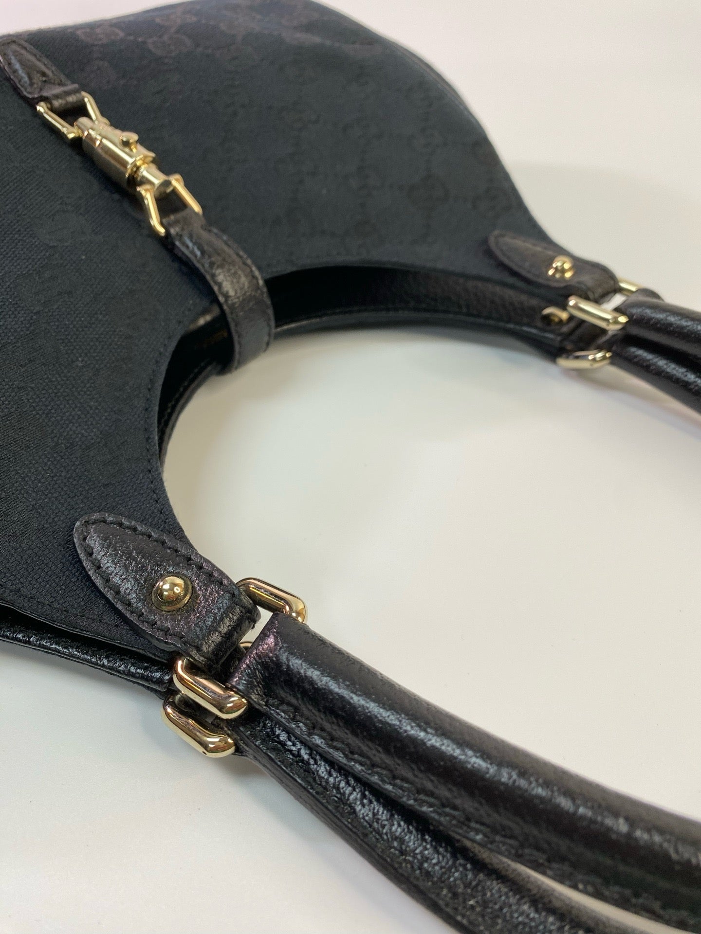 J2945 Gucci Top Handle Bag GG Canvas Jackie Handbag | Pre-Owned Brown Canvas GG Monogram