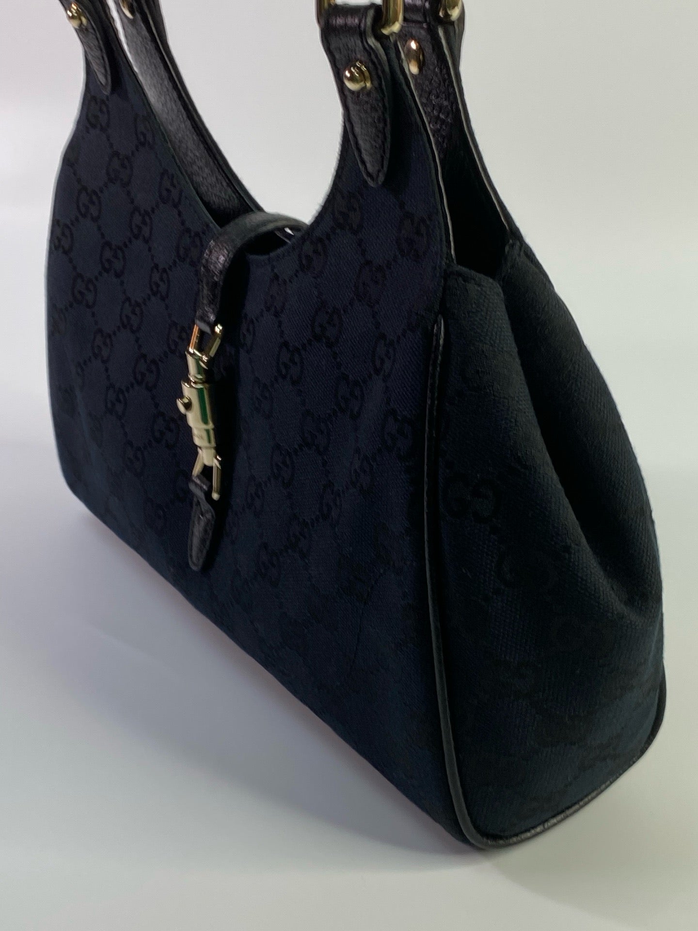 J2945 Gucci Top Handle Bag GG Canvas Jackie Handbag | Pre-Owned Brown Canvas GG Monogram