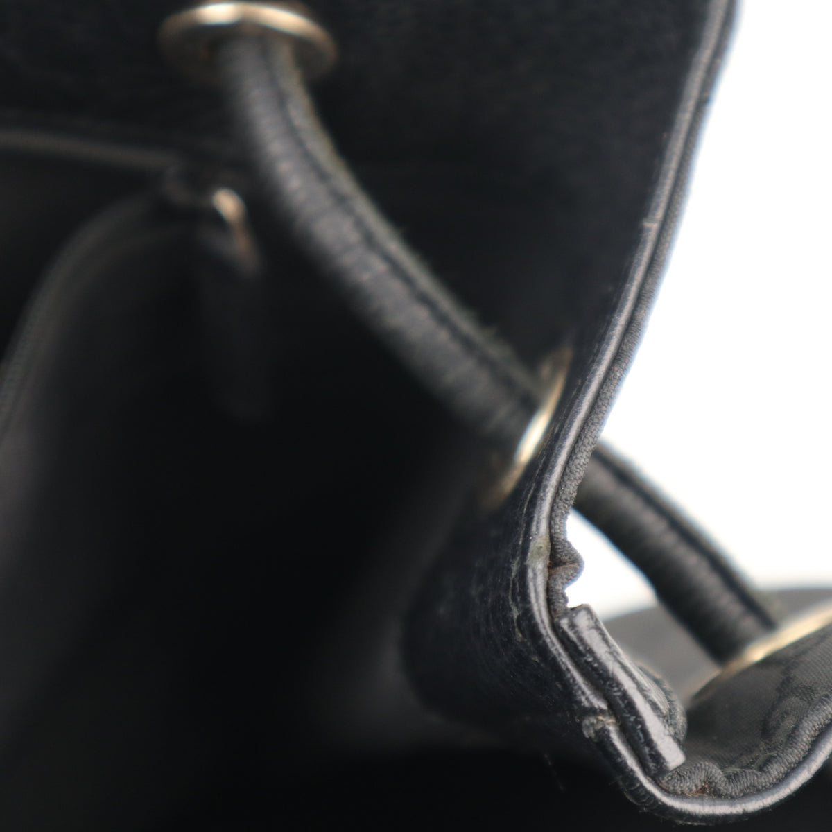 C2243 Gucci Tote Bag Monogram Gifford | Pre-Owned Very Good Black Nylon And Leather Trim