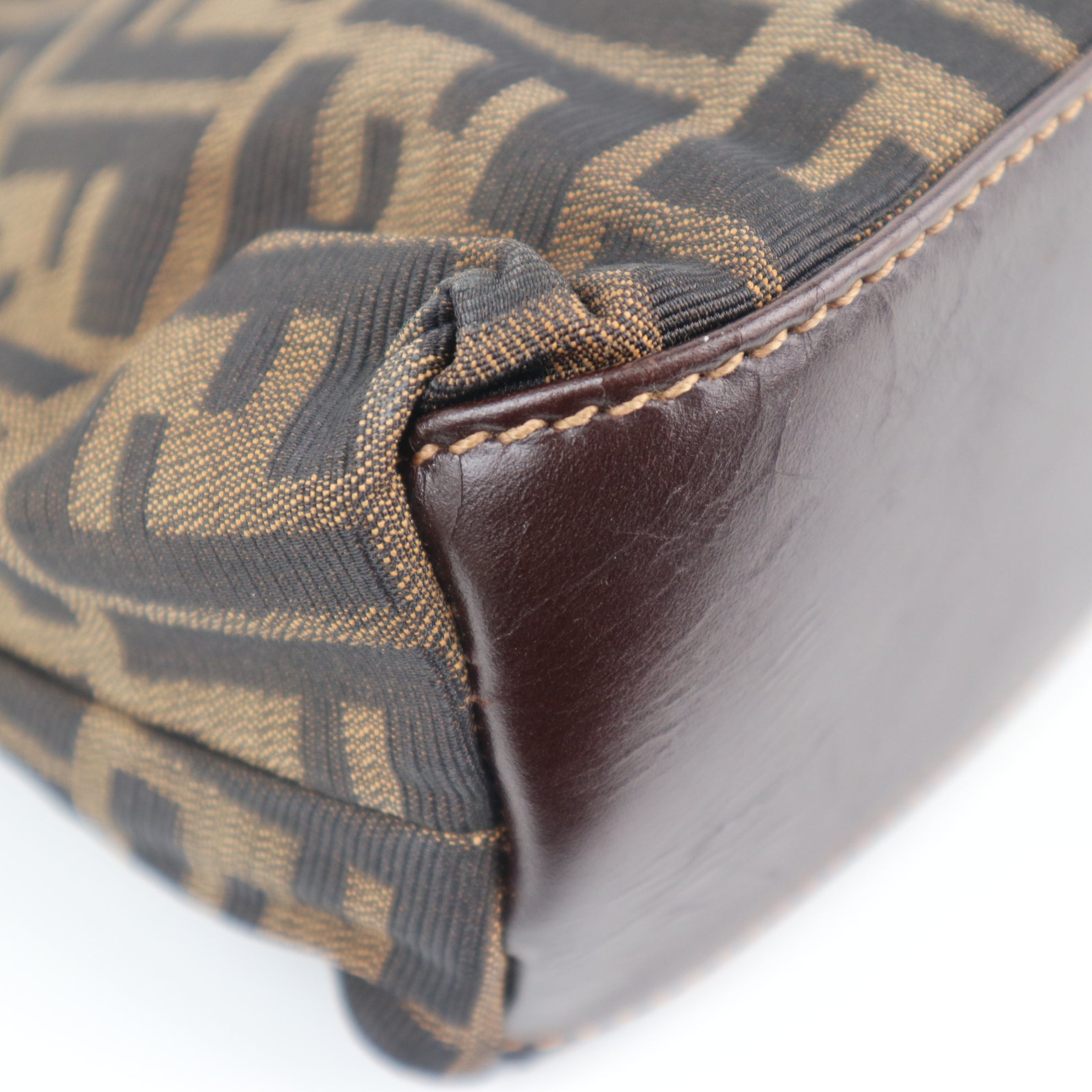 C2244 Fendi Top Handle Bag Zucca Dome Satchel | Pre-Owned Excellent Brown Canvas And Leather Trim