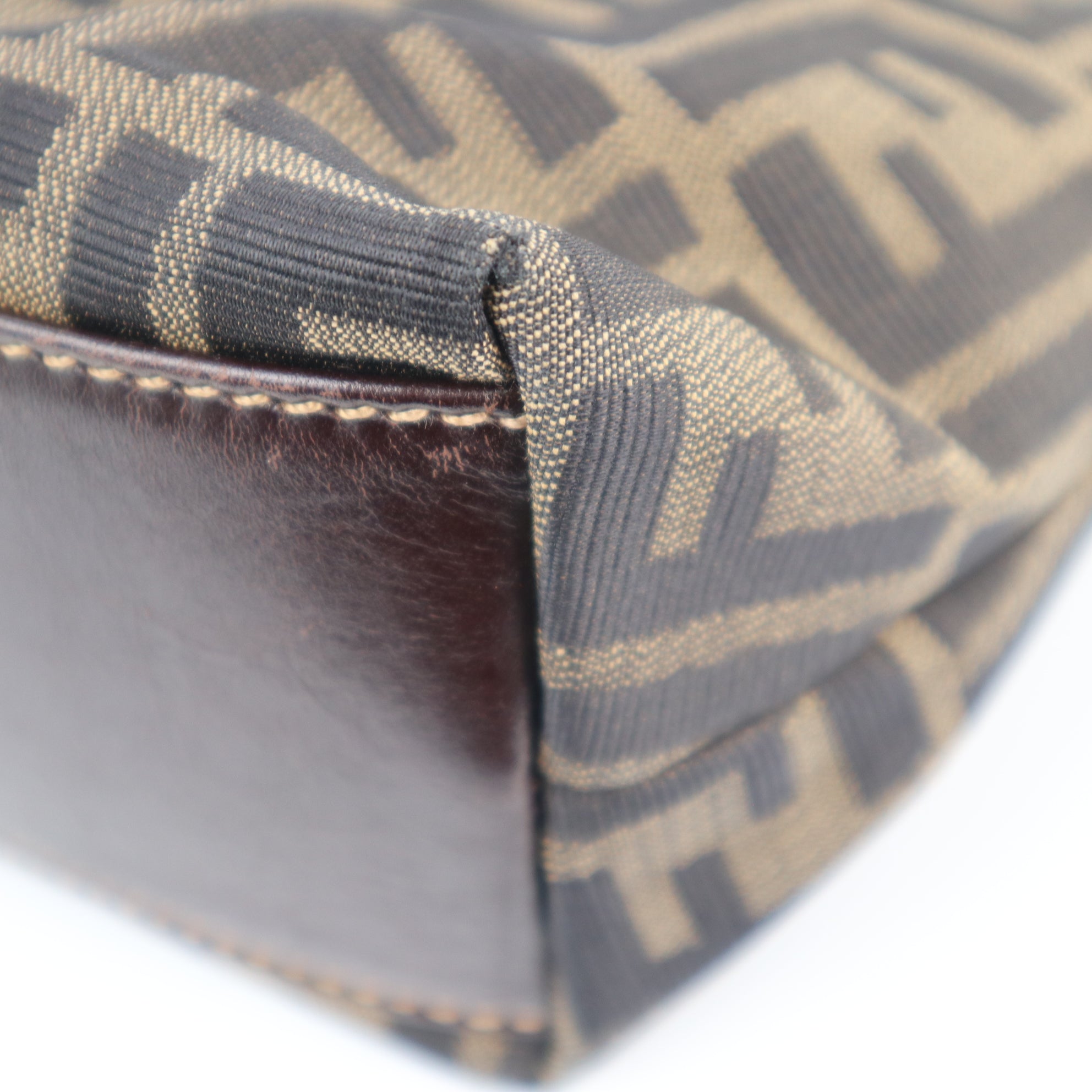 C2244 Fendi Top Handle Bag Zucca Dome Satchel | Pre-Owned Excellent Brown Canvas And Leather Trim