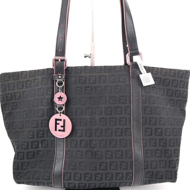 C2245 Fendi Tote Bag Zucchino FF | Pre-Owned Very Good Brown Canvas And Leather Trim