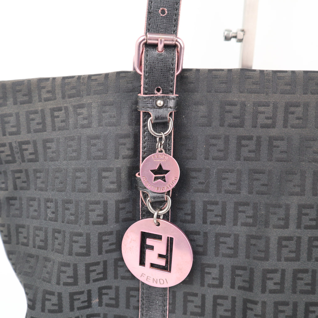 C2245# Fendi Tote Bag Zucchino FF | Pre-Owned Very Good Brown Canvas And Leather Trim