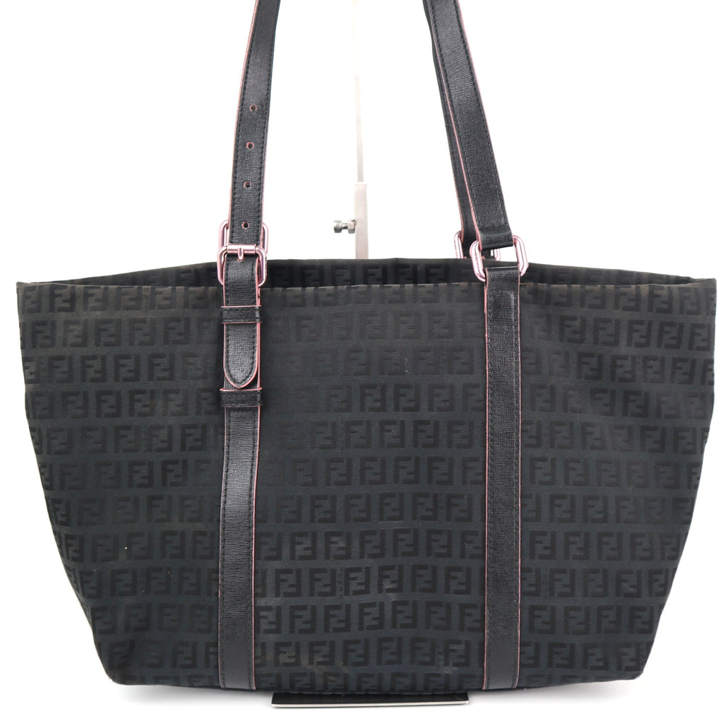 C2245# Fendi Tote Bag Zucchino FF | Pre-Owned Very Good Brown Canvas And Leather Trim