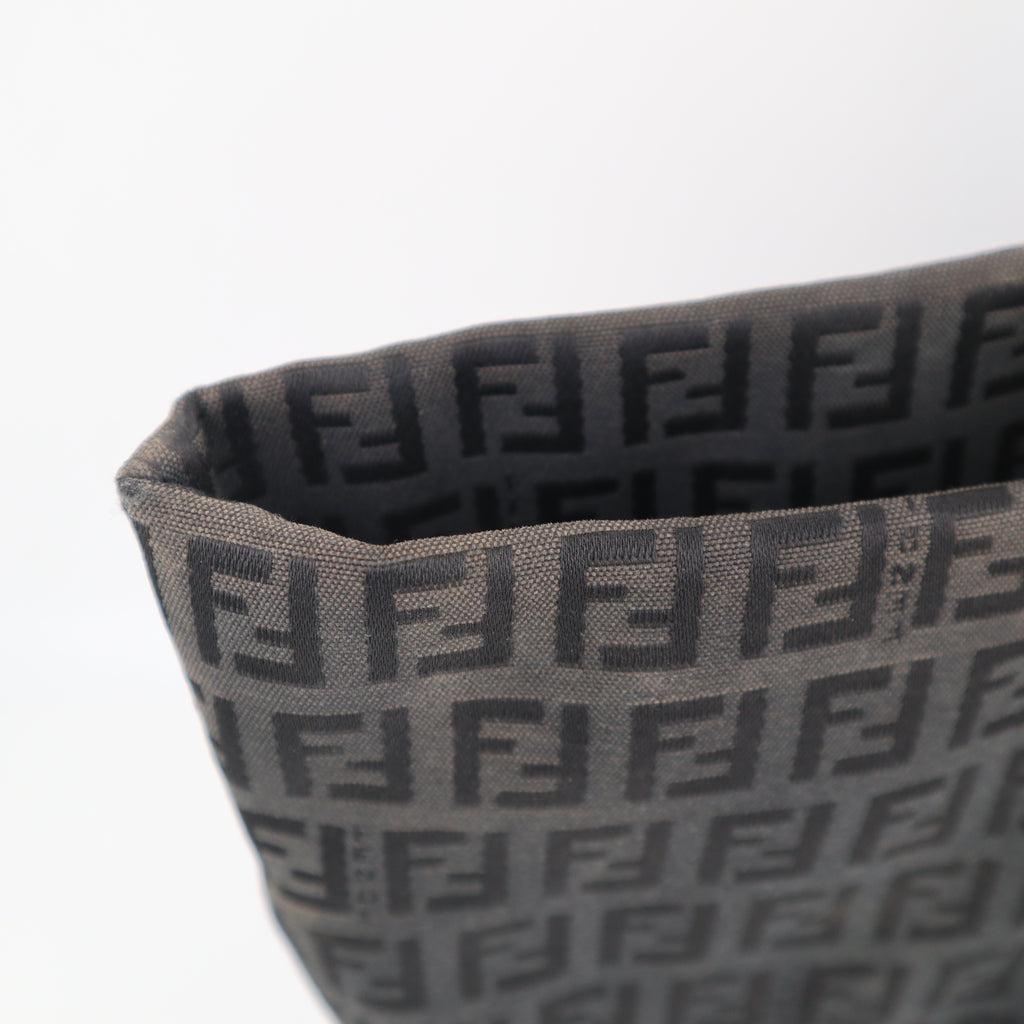 C2245# Fendi Tote Bag Zucchino FF | Pre-Owned Very Good Brown Canvas And Leather Trim