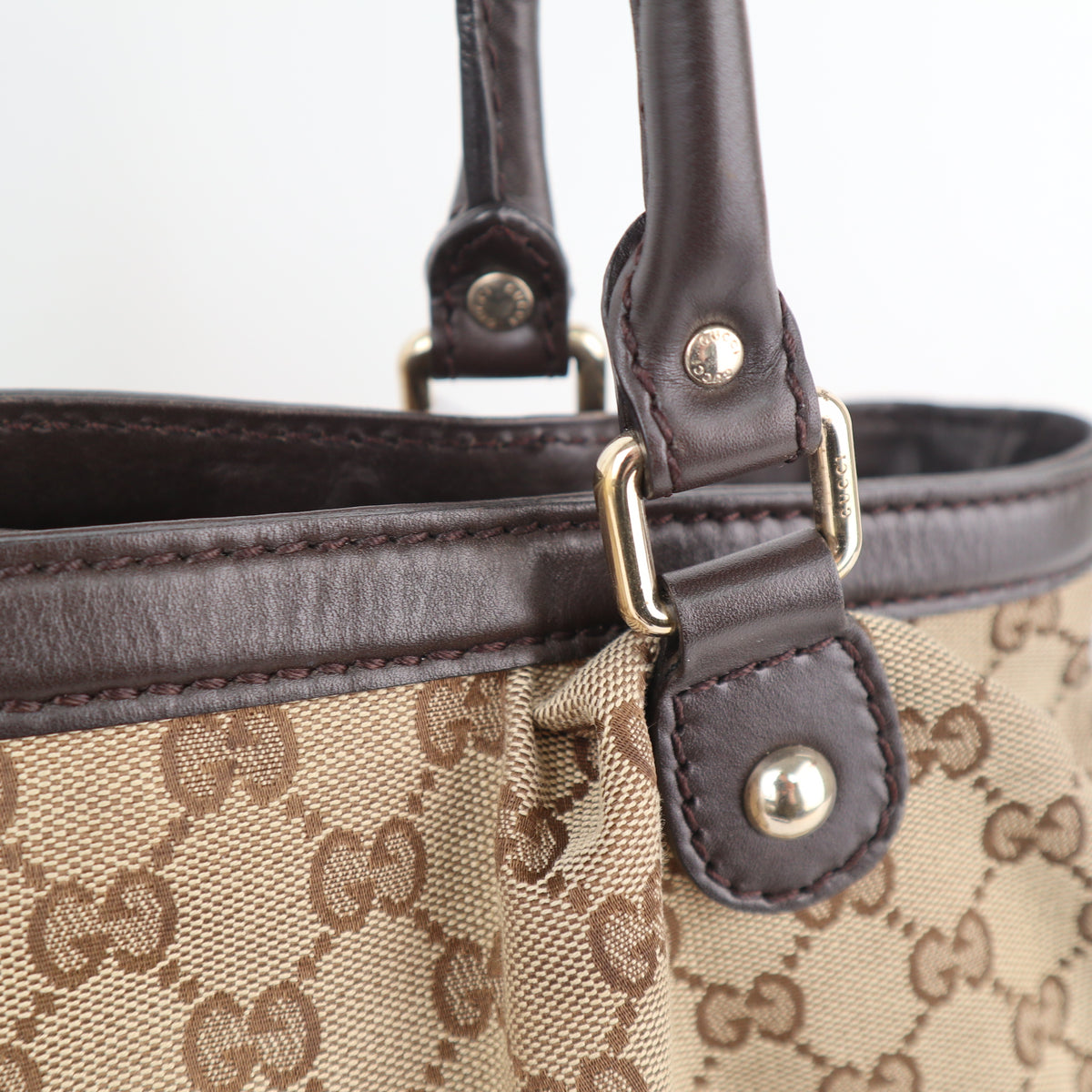 C2247 Gucci Shoulder Bag GG Canvas Sukey | Pre-Owned Very Good Brown Canvas And Leather Trim