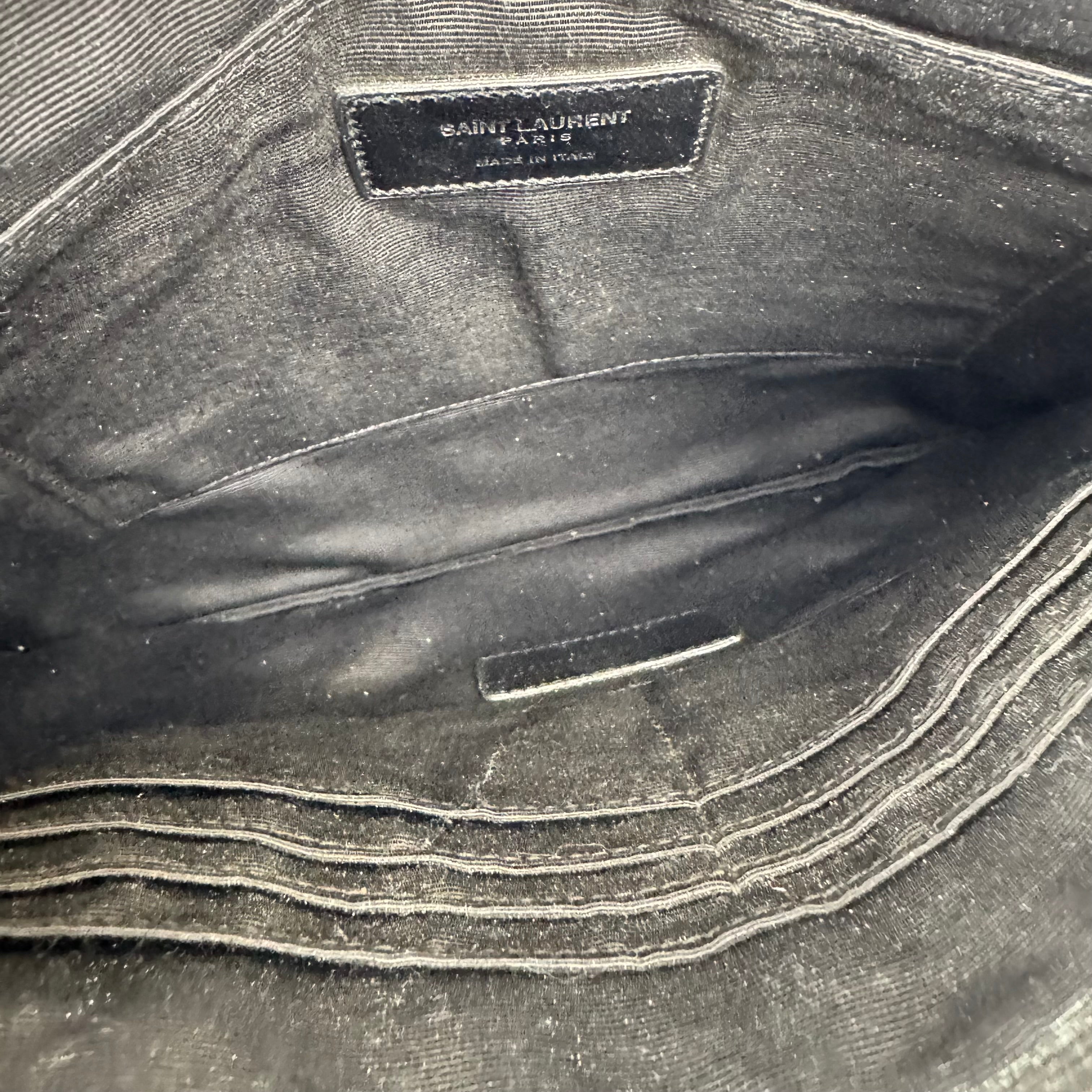 J0970 YSL Black Star Print Leather Clutch Bag- Pre Owned