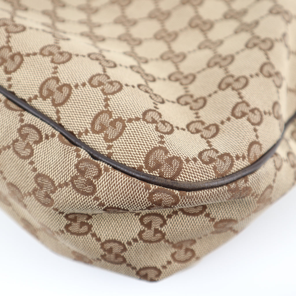 C2247 Gucci Shoulder Bag GG Canvas Sukey | Pre-Owned Very Good Brown Canvas And Leather Trim
