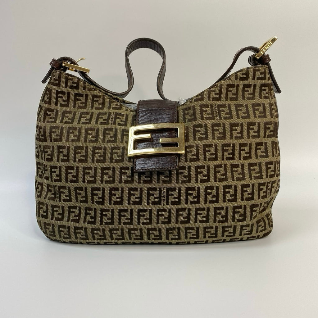 J2942 Fendi Shoulder Bag Zucchino Cnavas Shoulder Bag | Pre-Owned Brown Canvas FF Monogram