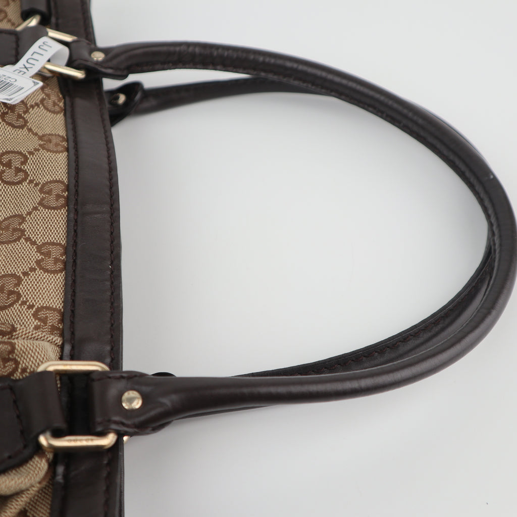C2247 Gucci Shoulder Bag GG Canvas Sukey | Pre-Owned Very Good Brown Canvas And Leather Trim