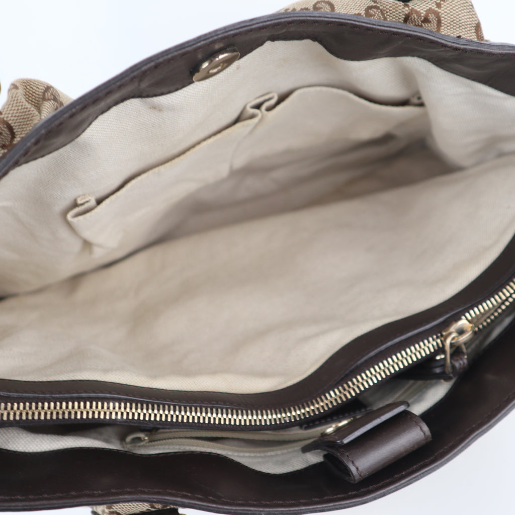 C2247 Gucci Shoulder Bag GG Canvas Sukey | Pre-Owned Very Good Brown Canvas And Leather Trim