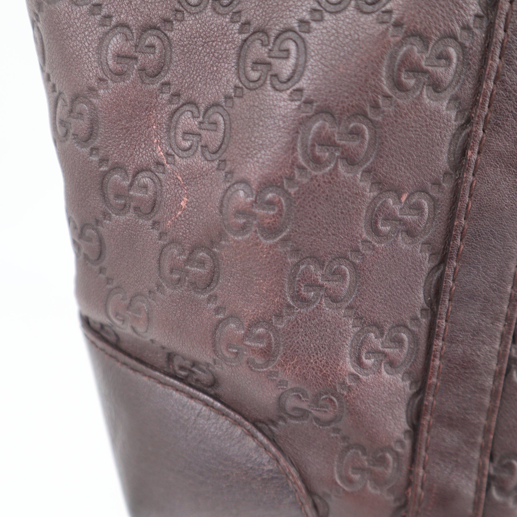 C2250 Gucci Tote Bag Guccissima Lovely Heart Interlocking G | Pre-Owned Very Good Brown Guccissima Leather