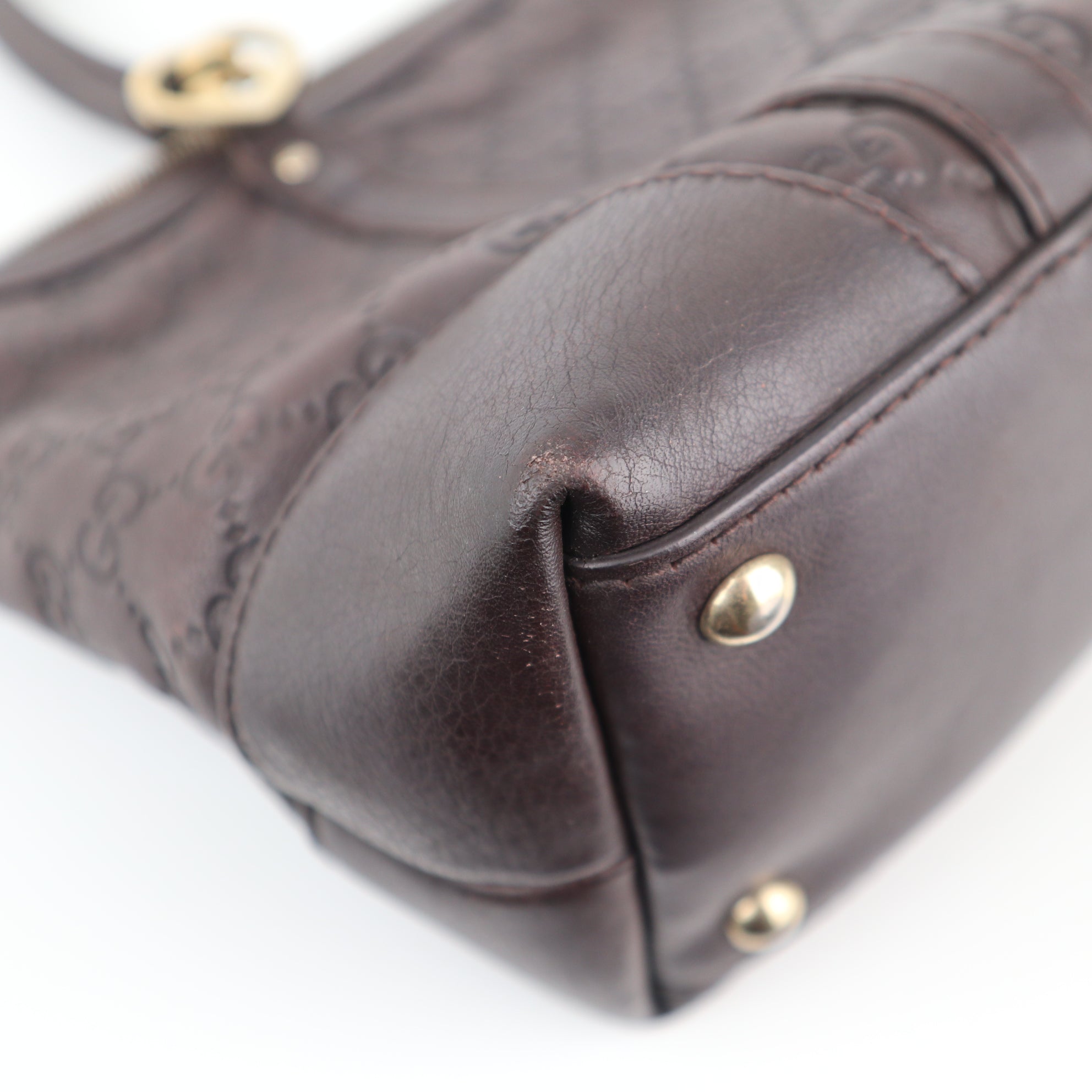 C2250 Gucci Tote Bag Guccissima Lovely Heart Interlocking G | Pre-Owned Very Good Brown Guccissima Leather