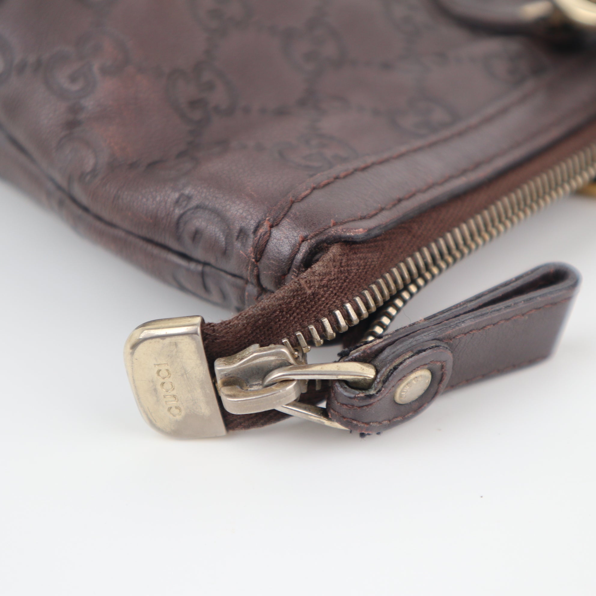 C2250 Gucci Tote Bag Guccissima Lovely Heart Interlocking G | Pre-Owned Very Good Brown Guccissima Leather