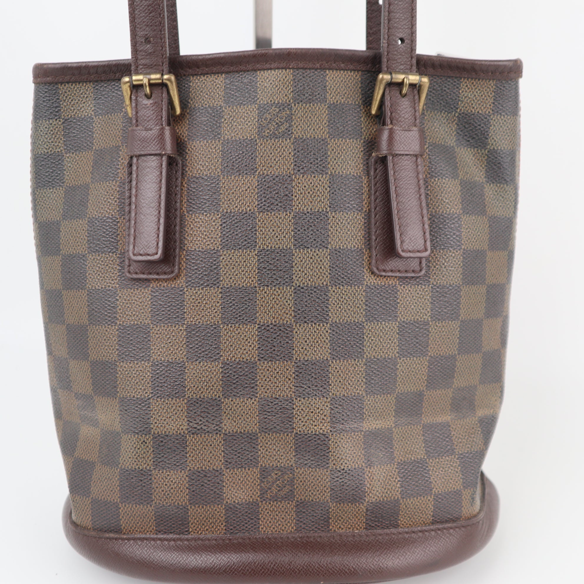 C2252 Louis Vuitton Bucket Bag Marais | Pre-Owned Good Brown Damier Ebene Coated Canvas And Leather Trim