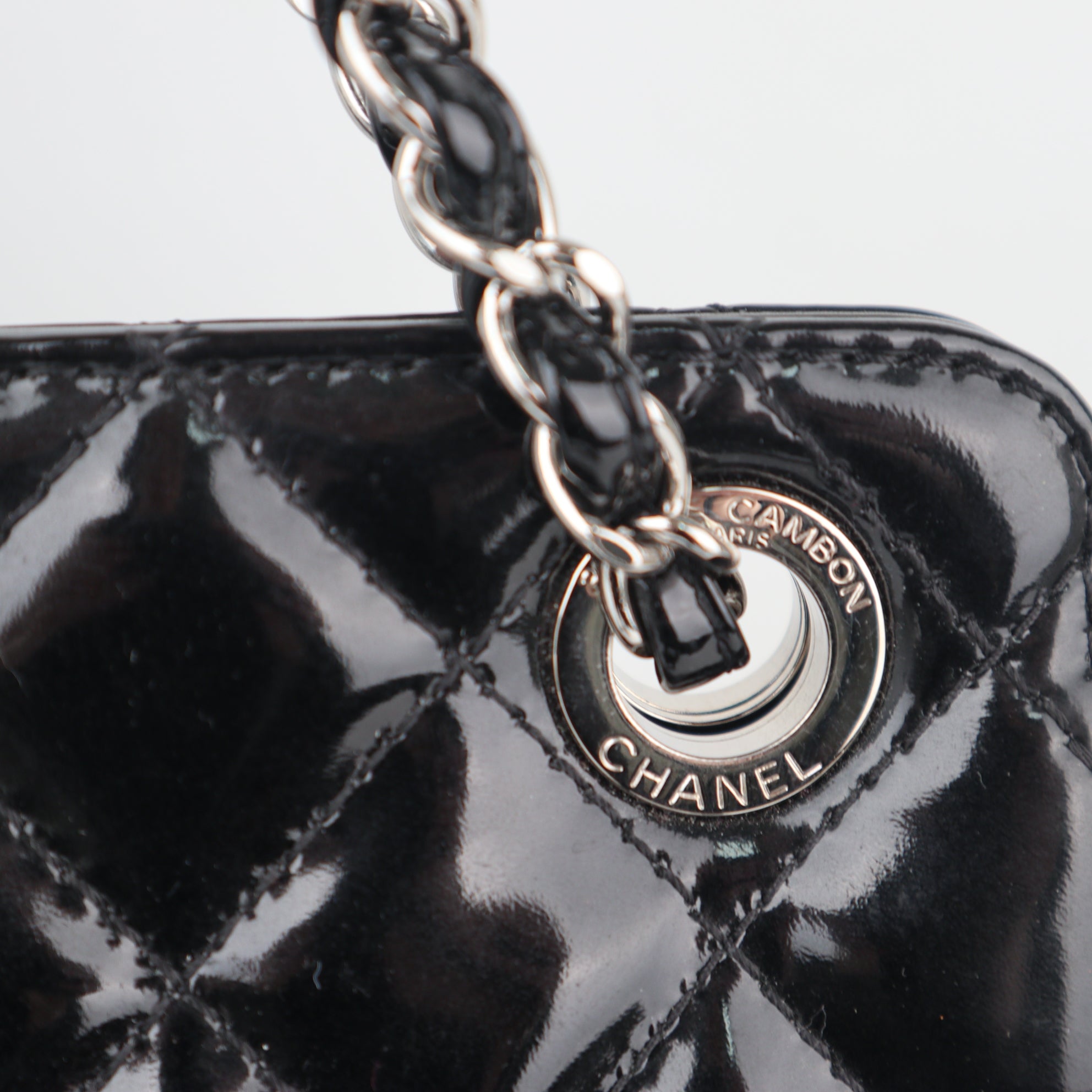C2257 Chanel Shoulder Bag Timeless CC Shopping Tote | Pre-Owned Very Good Black Patent Leather