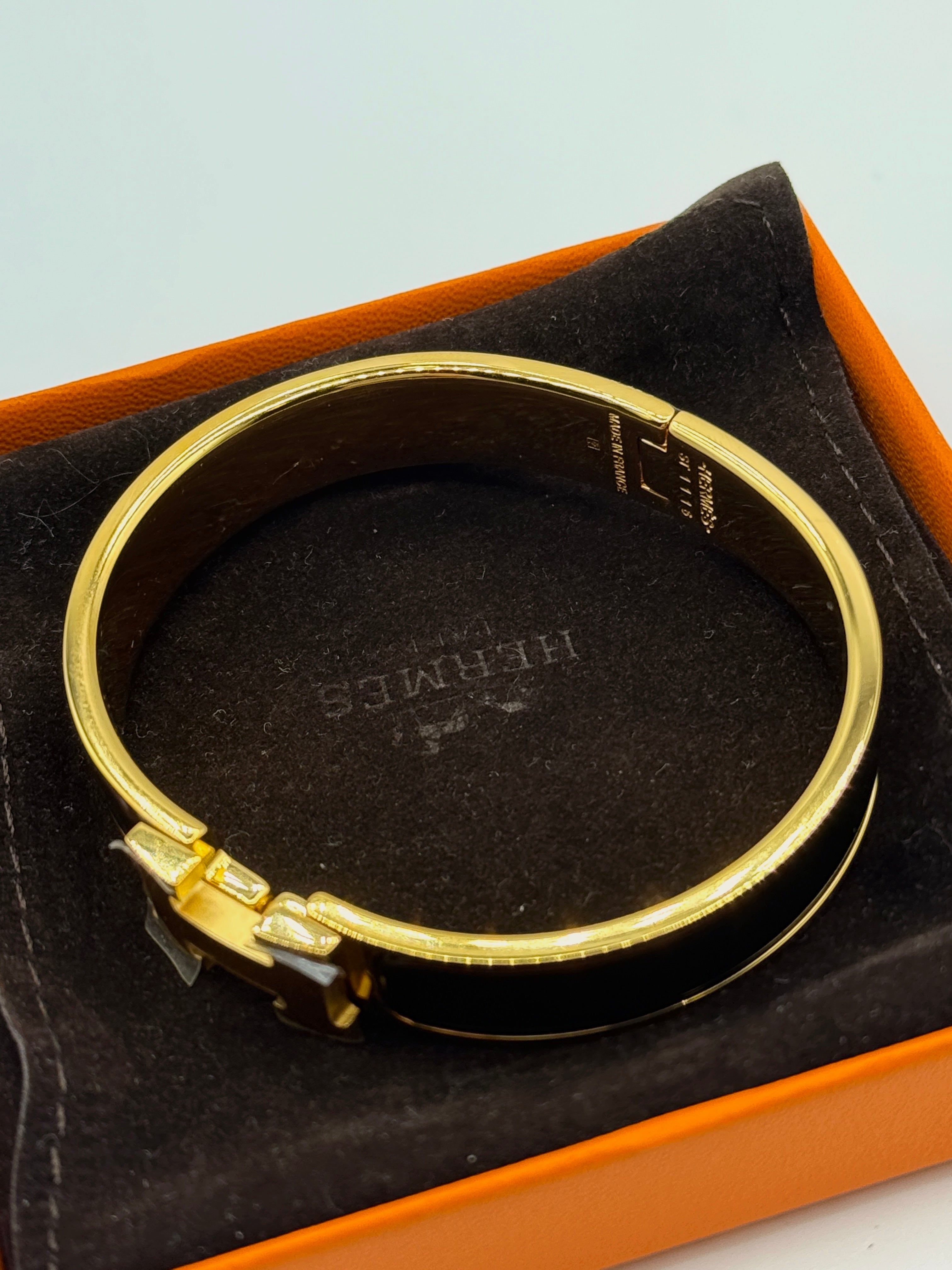 Hermès Clic H bracelet, Black, Gold plated