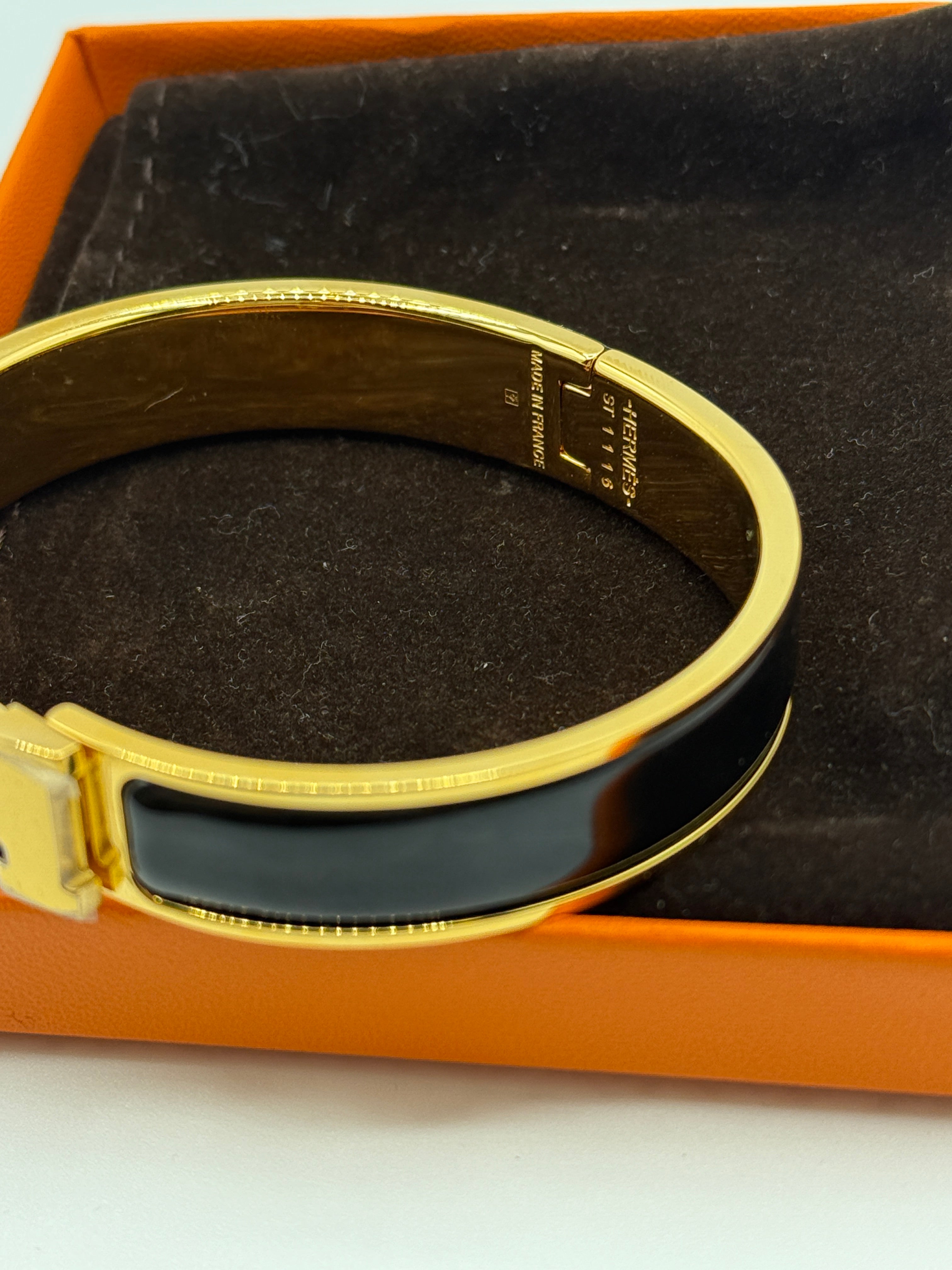Hermès Clic H bracelet, Black, Gold plated