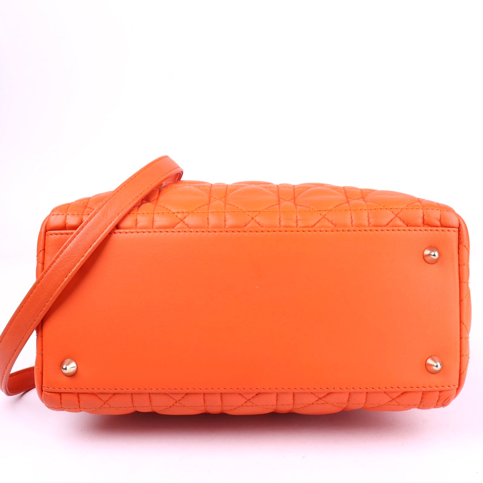 J3272 Christian Dior Orange Lambskin Medium Lady- Pre Owned
