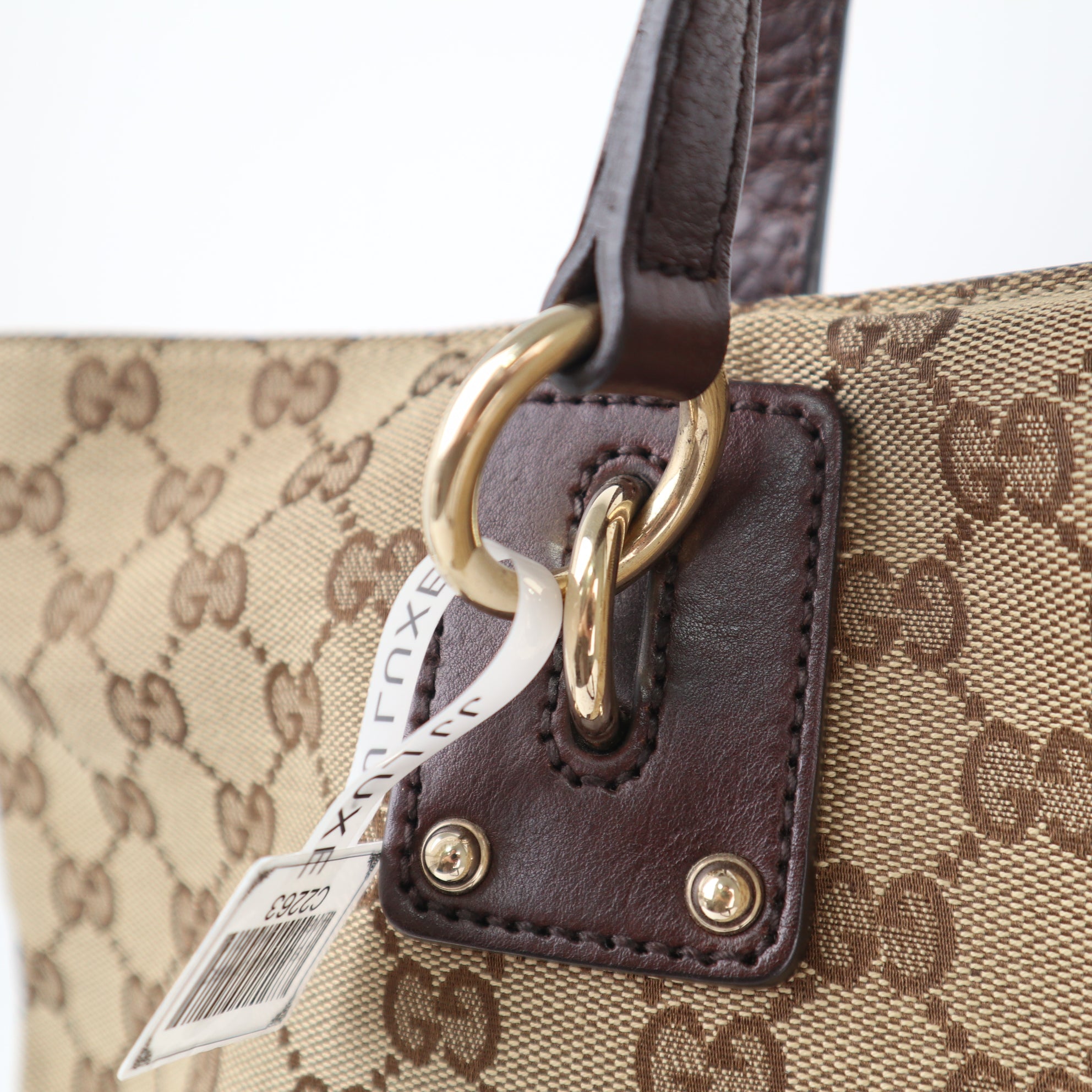 C2263 Gucci Tote Bag GG Canvas Tote | Pre-Owned Excellent Brown Canvas GG Monogram