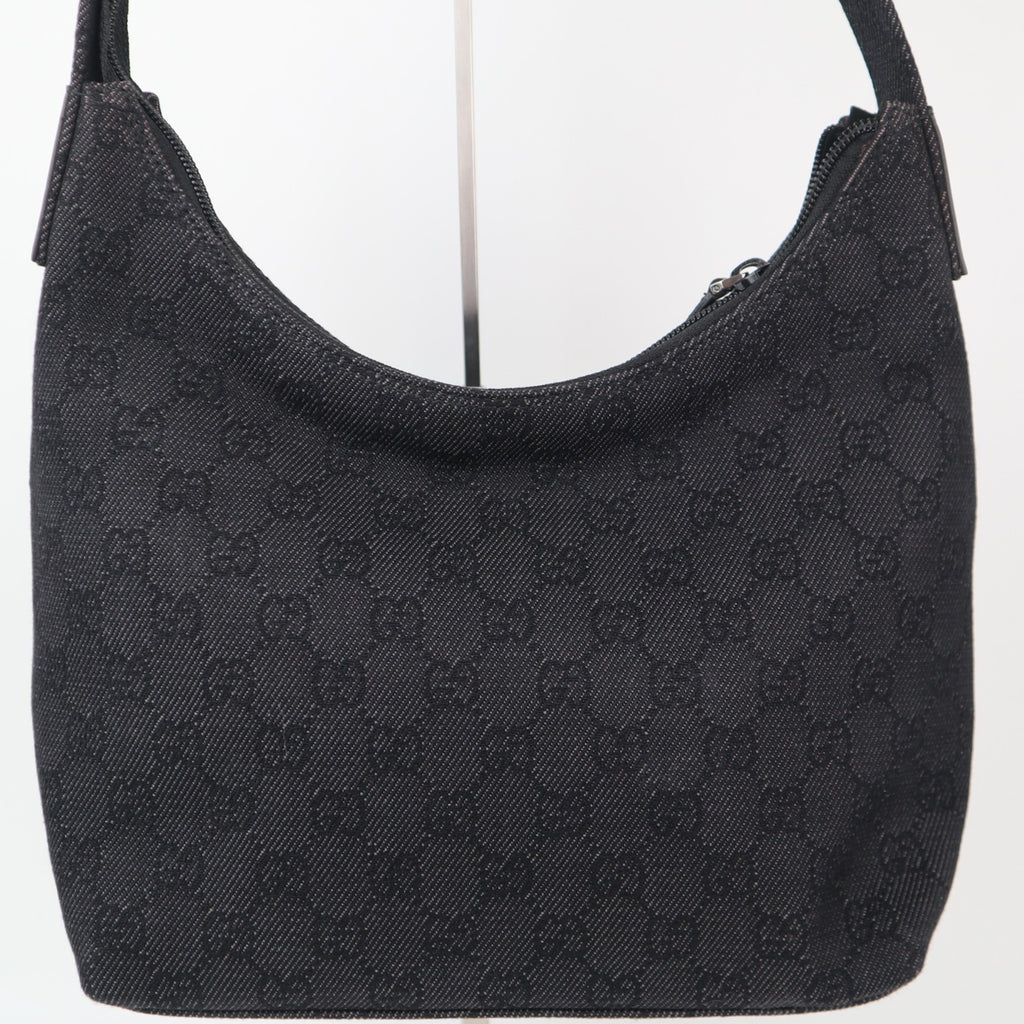 C2265 Gucci Shoulder Bag GG Denim Shoulder Bag Black | Pre-Owned Excellent Black Denim
