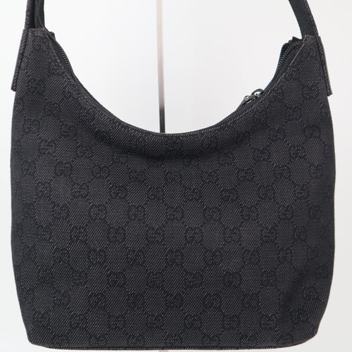 C2265 Gucci Shoulder Bag GG Denim Shoulder Bag Black | Pre-Owned Excellent Black Denim