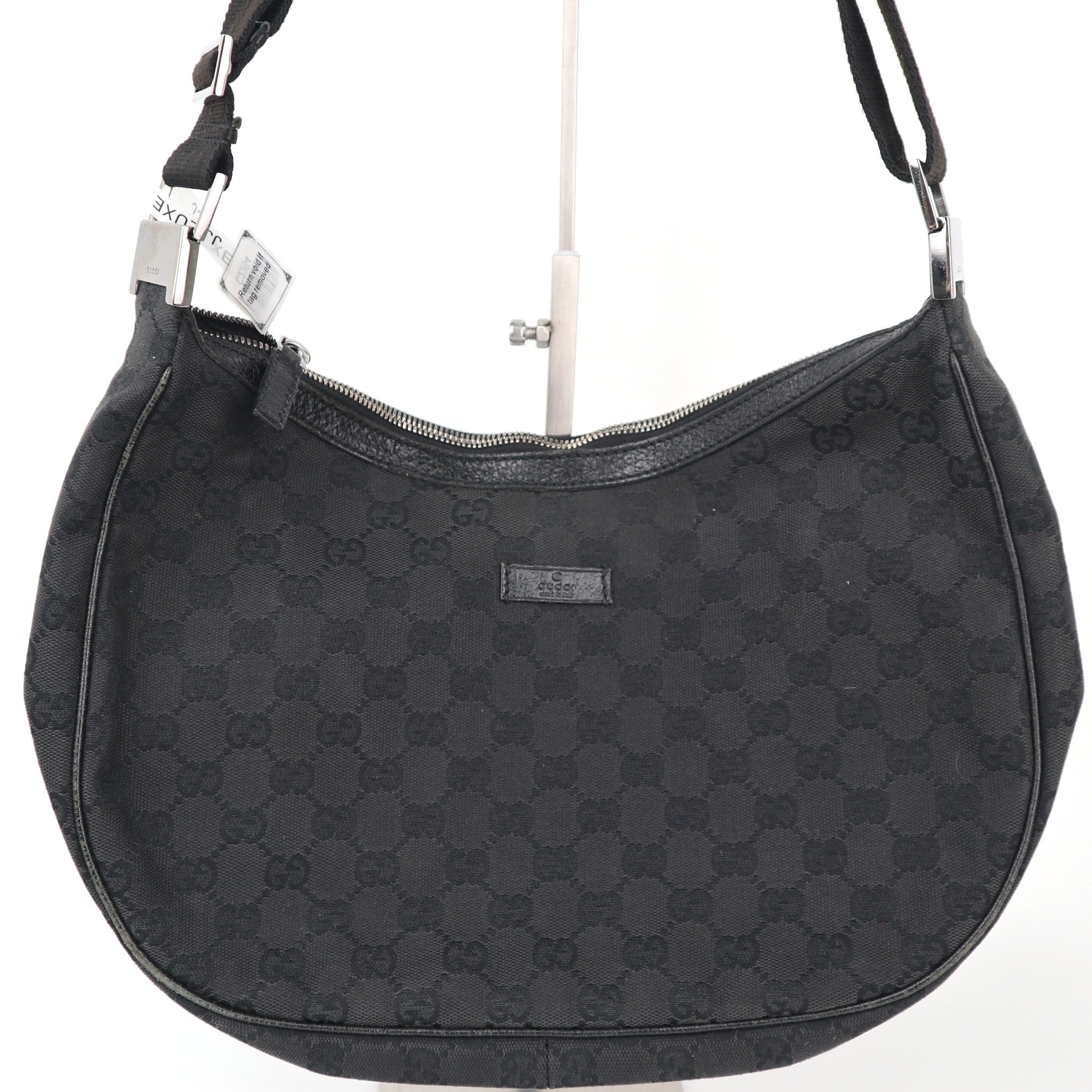 C2264 Gucci Shoulder Bag GG Canvas Hobo Black | Pre-Owned Excellent Black Canvas GG Monogram