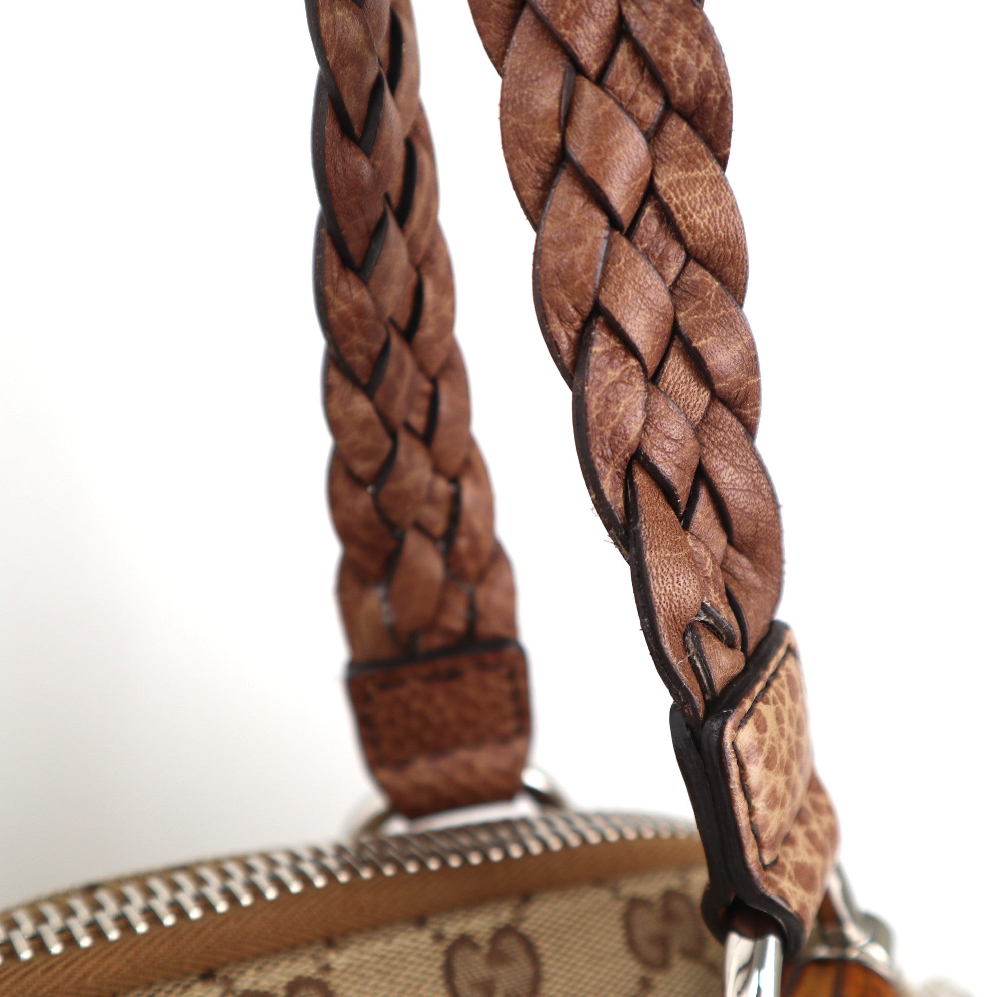C2269 Gucci Tote Bag GG Canvas Bamboo Bar Tote Bag Large | Pre-Owned Very Good Brown Canvas GG Monogram