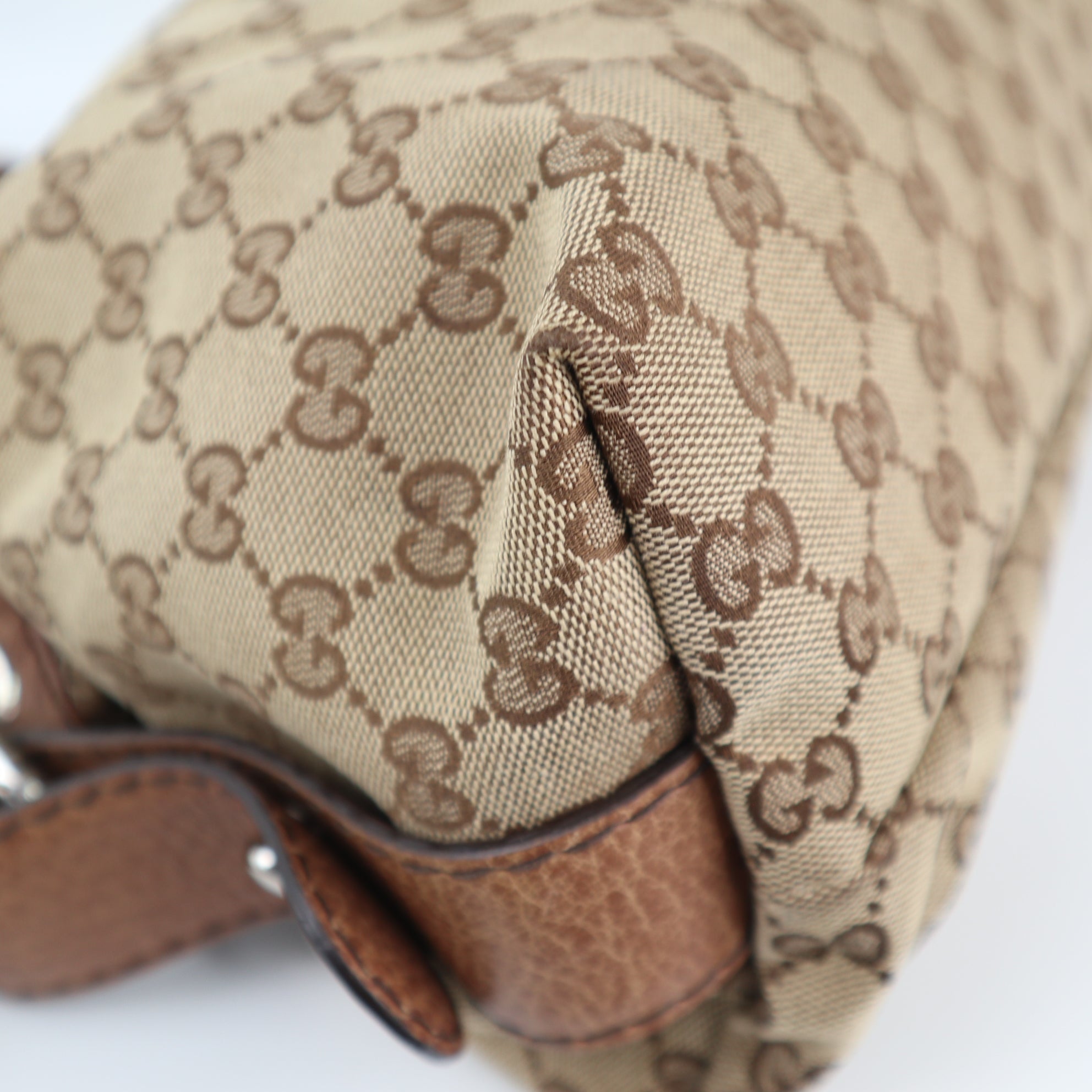 C2269 Gucci Tote Bag GG Canvas Bamboo Bar Tote Bag Large | Pre-Owned Very Good Brown Canvas GG Monogram