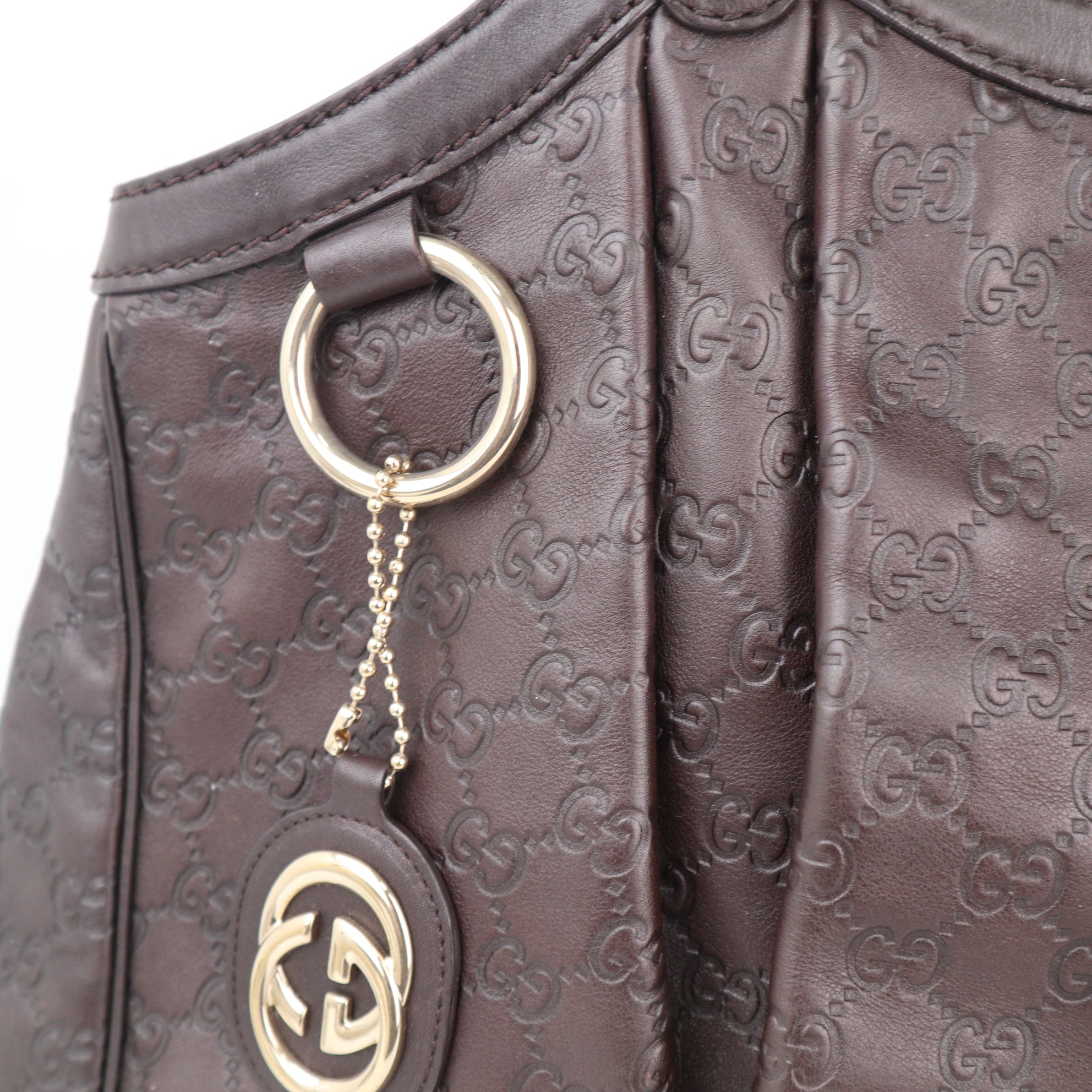 C2270 Gucci Tote Bag Guccissima Sukey Tote Large | Pre-Owned Excellent Brown Leather Guccissima