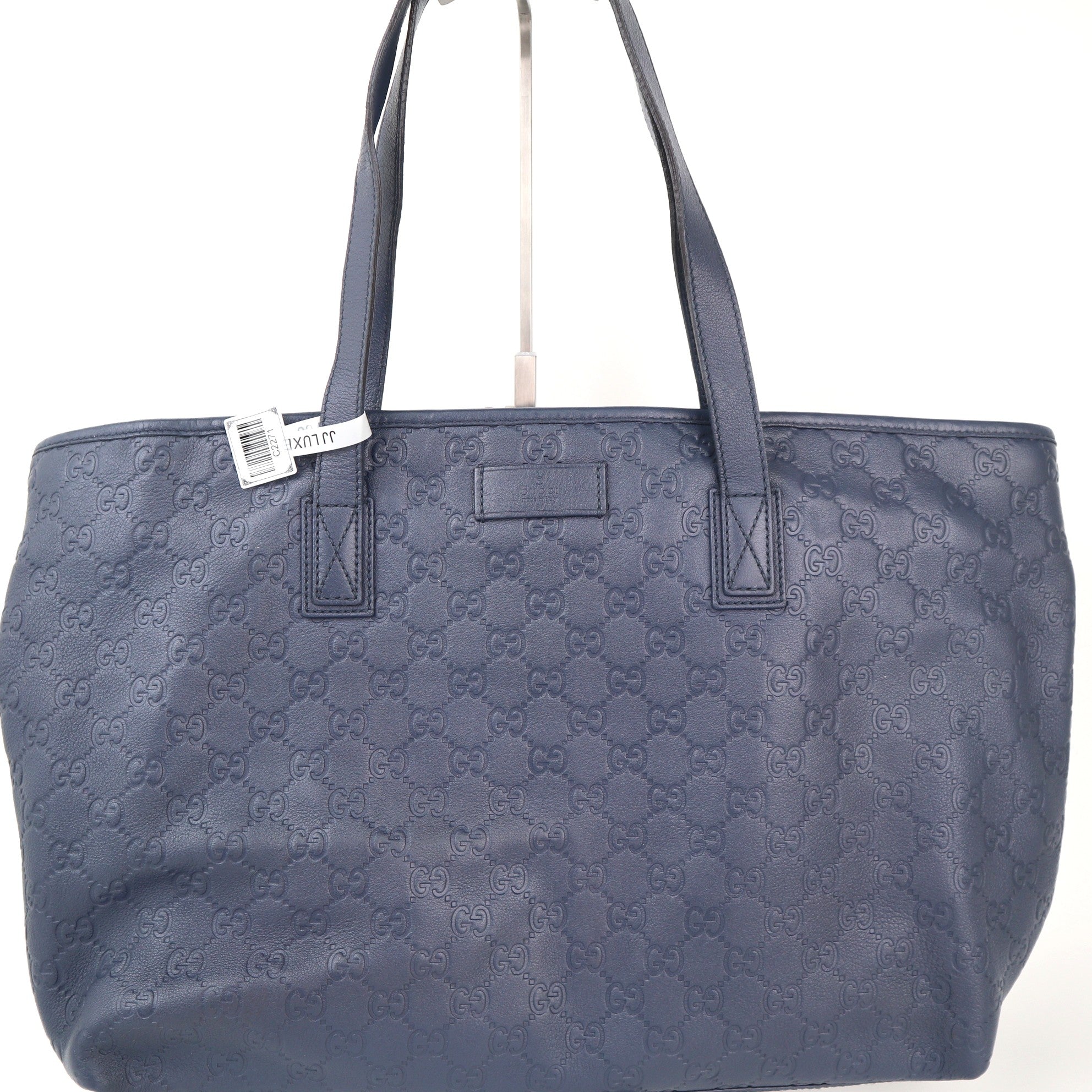 C2271 Gucci Tote Bag Gucci GG Signature Blue Tote | Pre-Owned Excellent Blue Leather GG Monogram