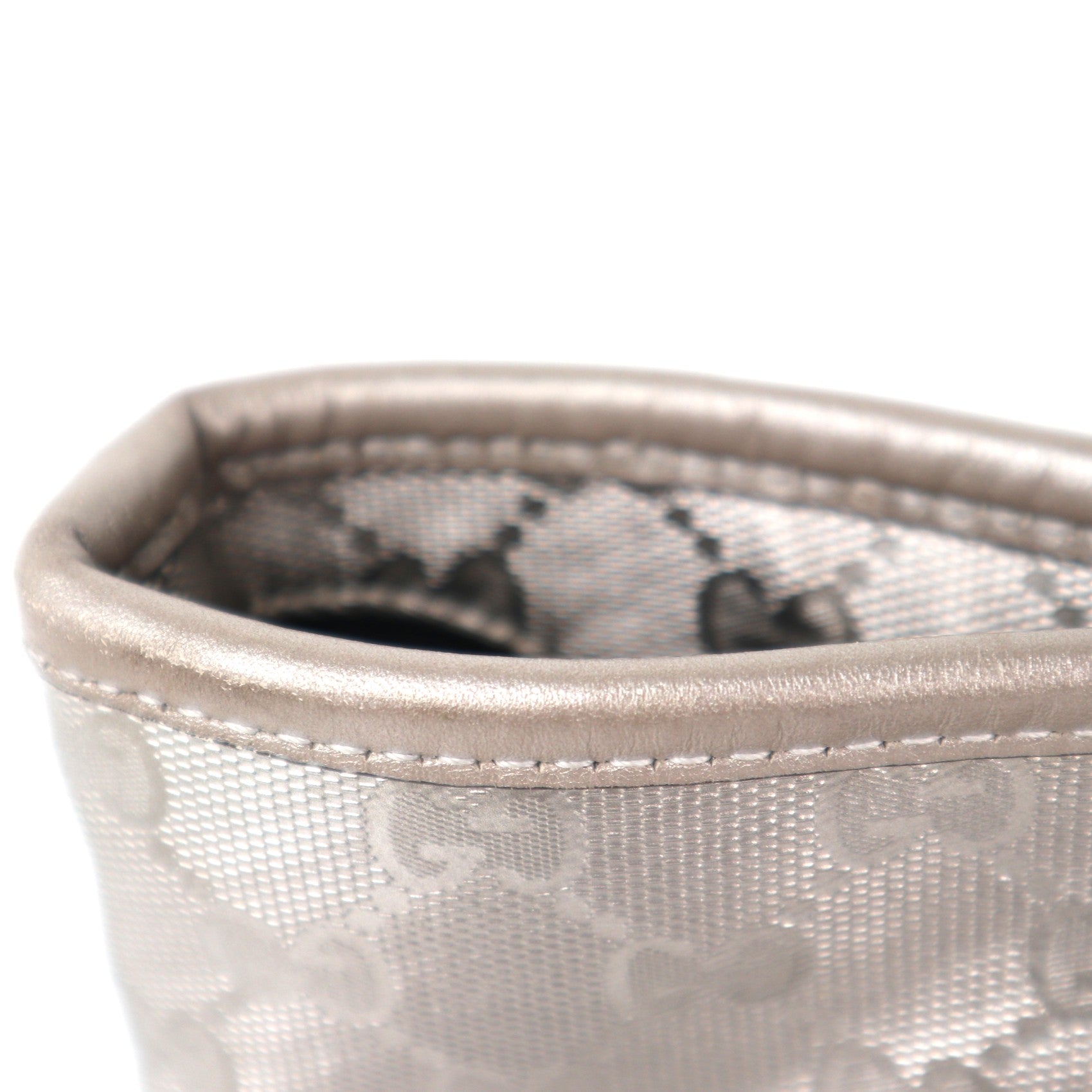 C2276 Gucci Tote Bag GG Imprime Tote Bag Large Silver | Pre-Owned Very Good Silver Leather GG Imprime
