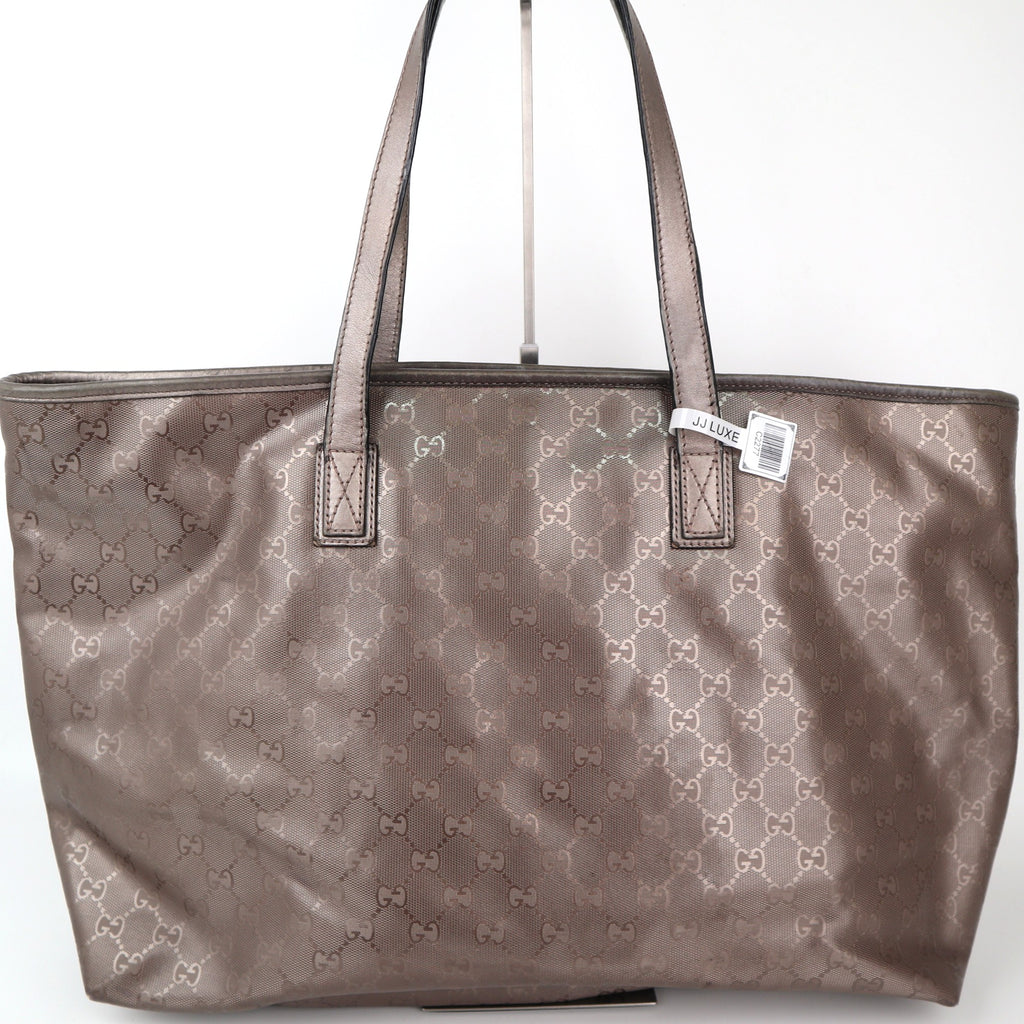 C2277 Gucci Tote Bag GG Imprime Tote Bag Large Brown | Pre-Owned Very Good Brown Leather GG Imprime