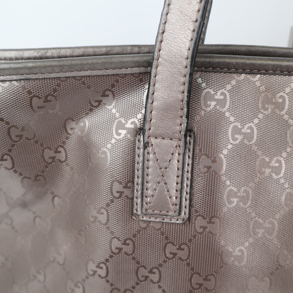 C2277 Gucci Tote Bag GG Imprime Tote Bag Large Brown | Pre-Owned Very Good Brown Leather GG Imprime