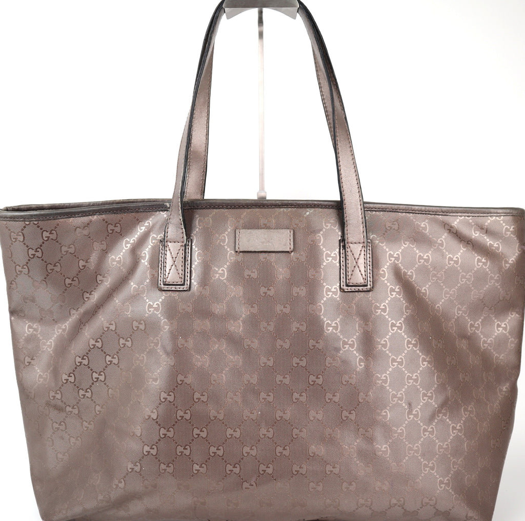 C2277 Gucci Tote Bag GG Imprime Tote Bag Large Brown | Pre-Owned Very Good Brown Leather GG Imprime