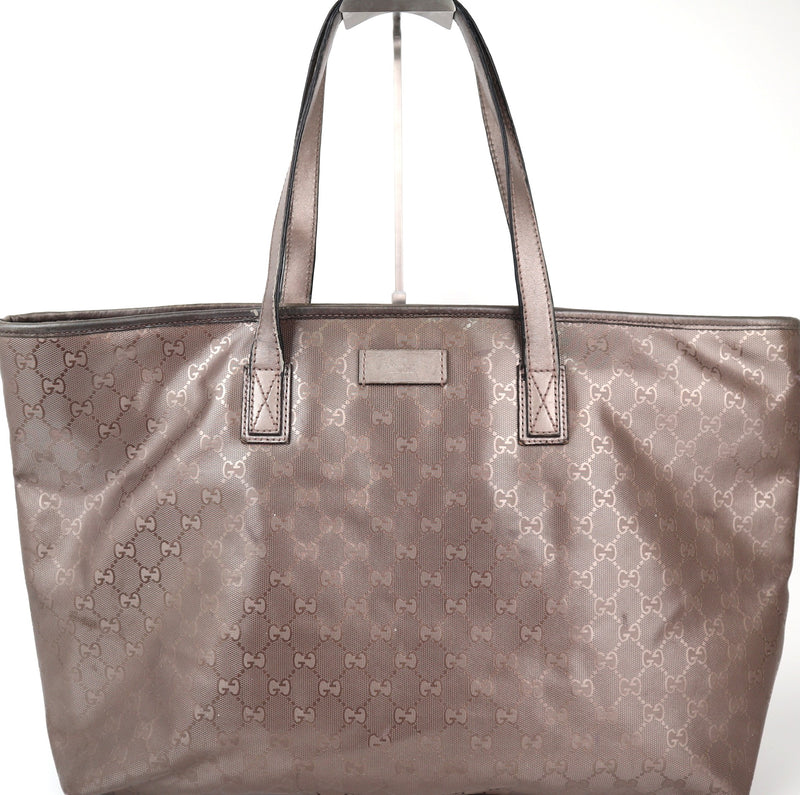 C2277 Gucci Tote Bag GG Imprime Tote Bag Large Brown | Pre-Owned Very Good Brown Leather GG Imprime
