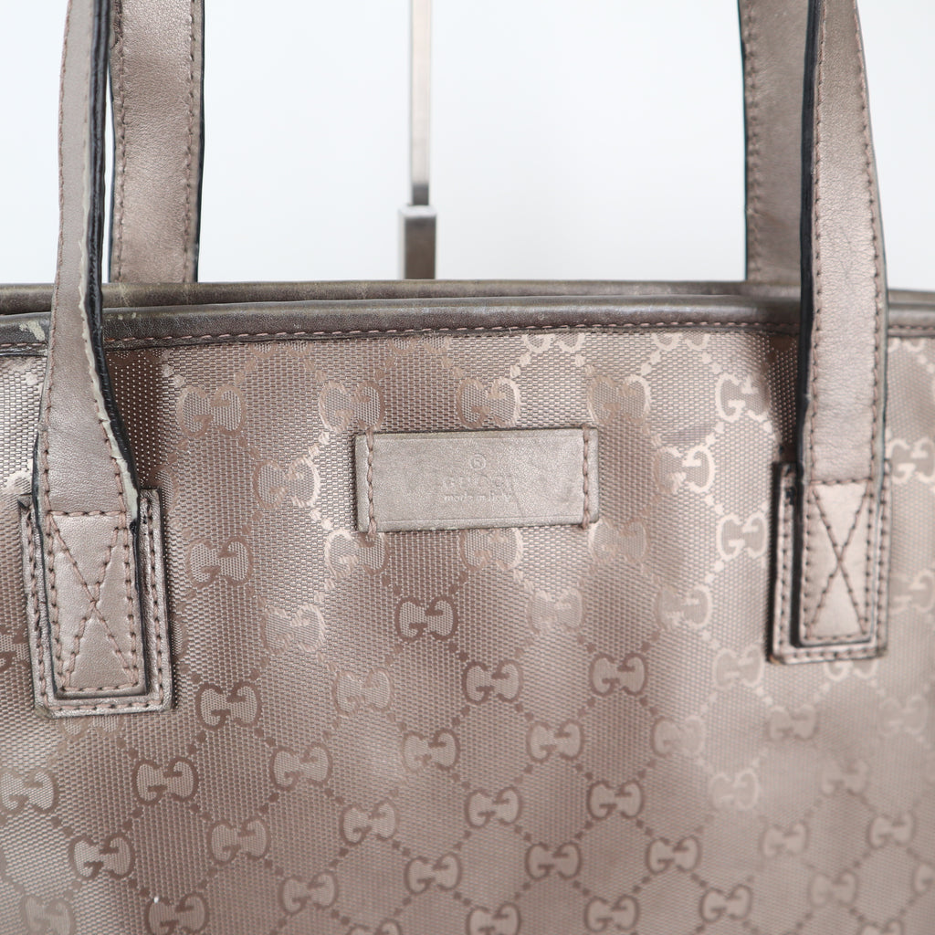 C2277 Gucci Tote Bag GG Imprime Tote Bag Large Brown | Pre-Owned Very Good Brown Leather GG Imprime