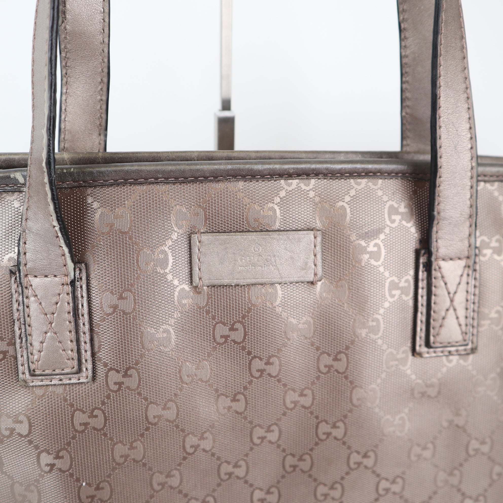 C2277 Gucci Tote Bag GG Imprime Tote Bag Large Brown | Pre-Owned Very Good Brown Leather GG Imprime