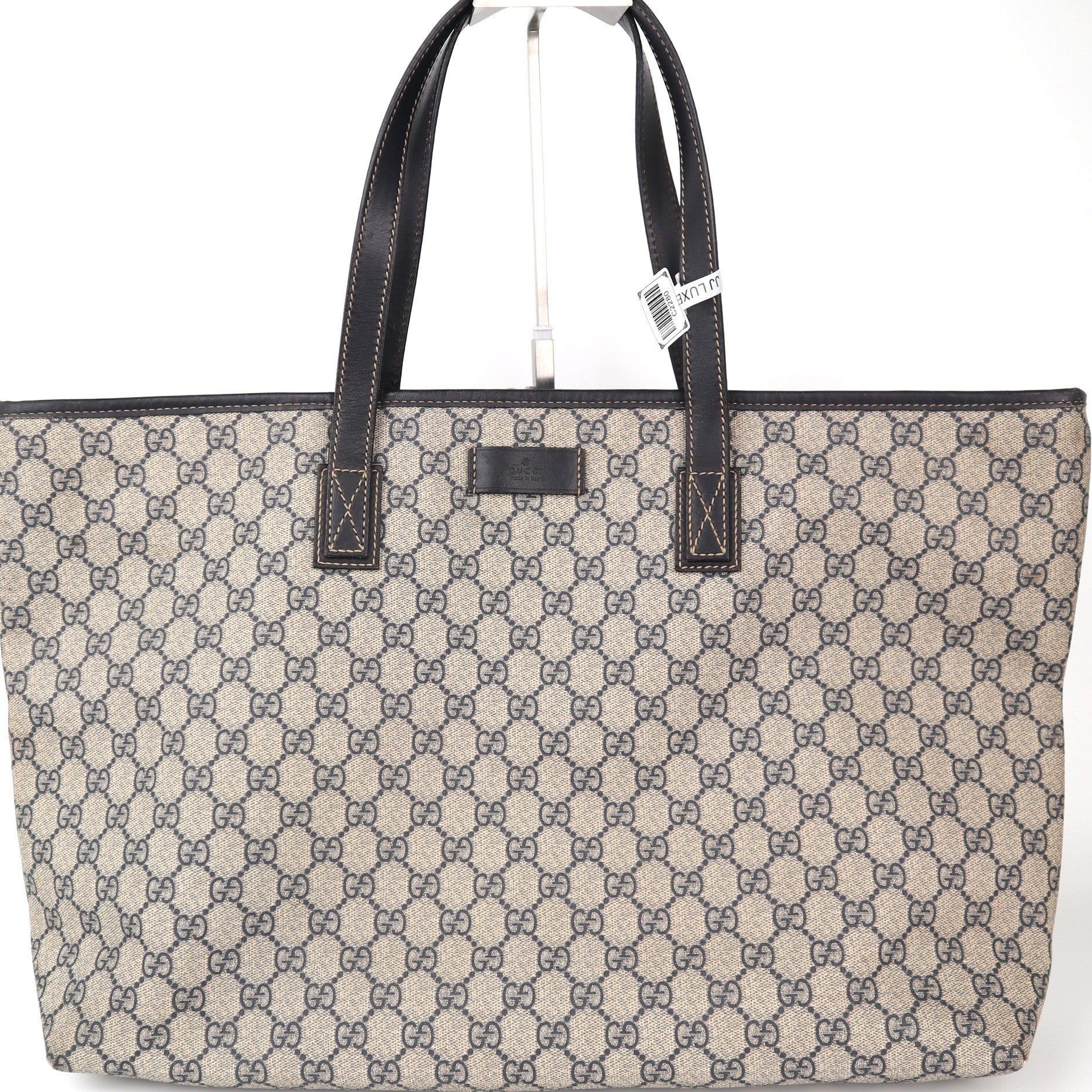 C2280 Gucci Tote Bag GG Supreme Canvas Large Tote Bag | Pre-Owned Very Good Brown Canvas GG Supreme
