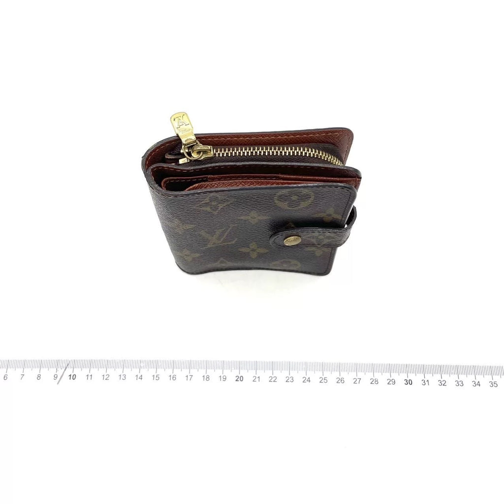 J2740 Louis Vuitton Wallet Compact Zip | Pre-Owned Like New Brown Coated Canvas Monogram