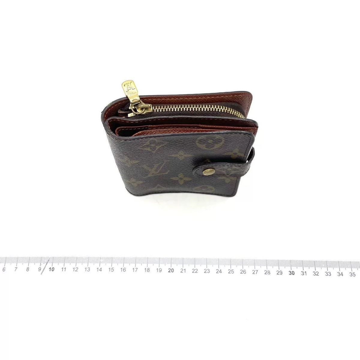 J2740 Louis Vuitton Wallet Compact Zip | Pre-Owned Like New Brown Coated Canvas Monogram