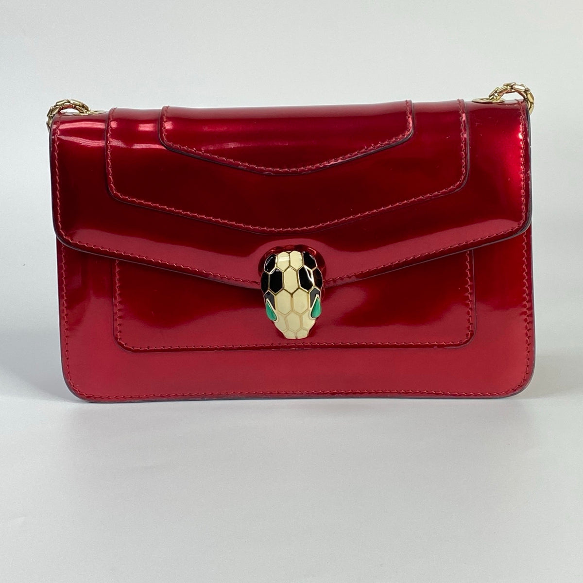 J2708 Bulgari Crossbody Bag BVLGARI Serpenti Forever Patent Leather Crossbody Bag | Pre-Owned Like New Plain Patent Leather