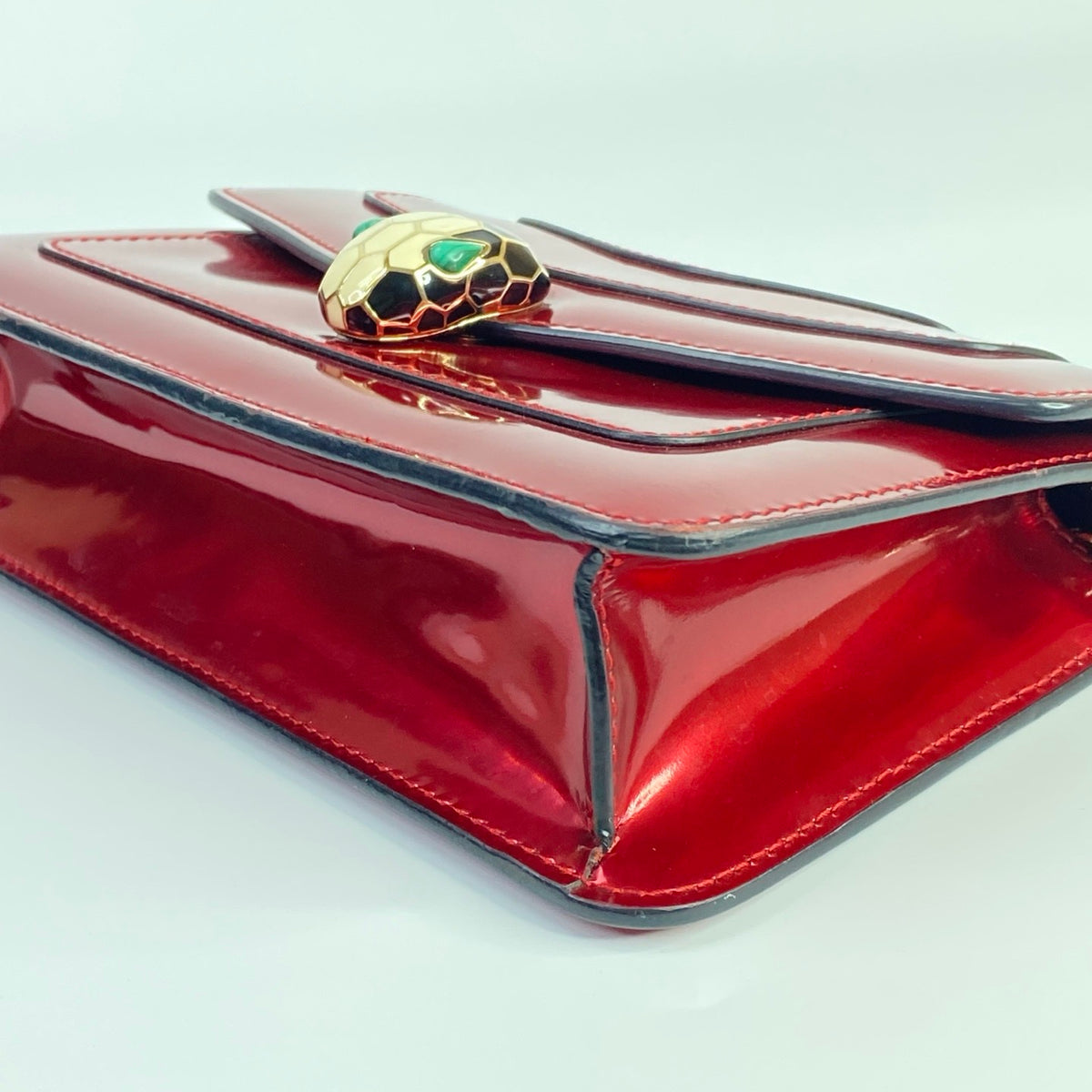J2708 Bulgari Crossbody Bag BVLGARI Serpenti Forever Patent Leather Crossbody Bag | Pre-Owned Like New Plain Patent Leather