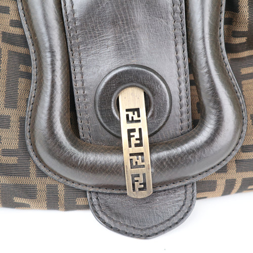 C2282 Fendi Shoulder Bag Tobacco Zucca 'B' Buckle Hobo | Pre-Owned Very Good Tobacco Canvas Zucca