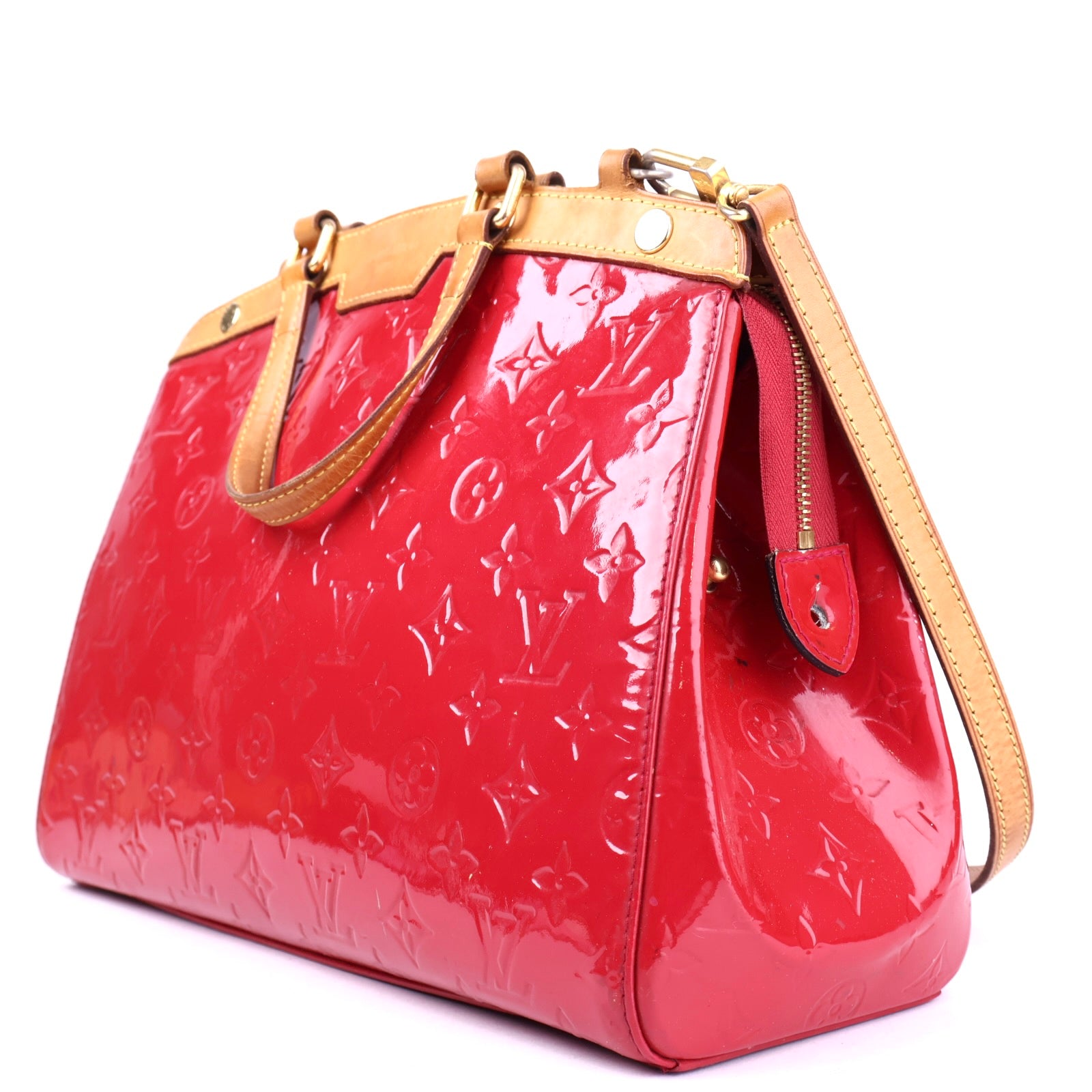 J3289 Louis Vuitton Rose Indian Monogram Vernis Brea MM Bag- Pre Owned