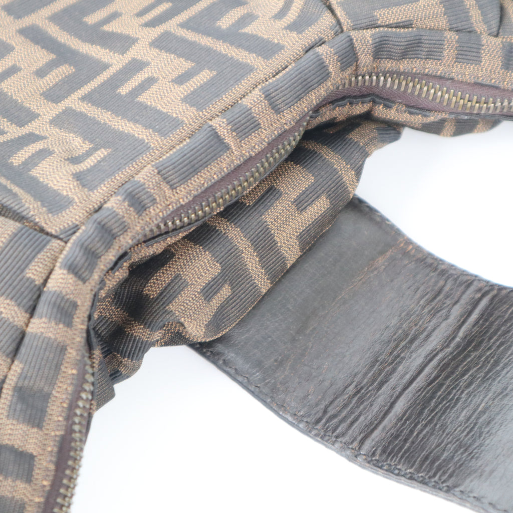 C2282 Fendi Shoulder Bag Tobacco Zucca 'B' Buckle Hobo | Pre-Owned Very Good Tobacco Canvas Zucca