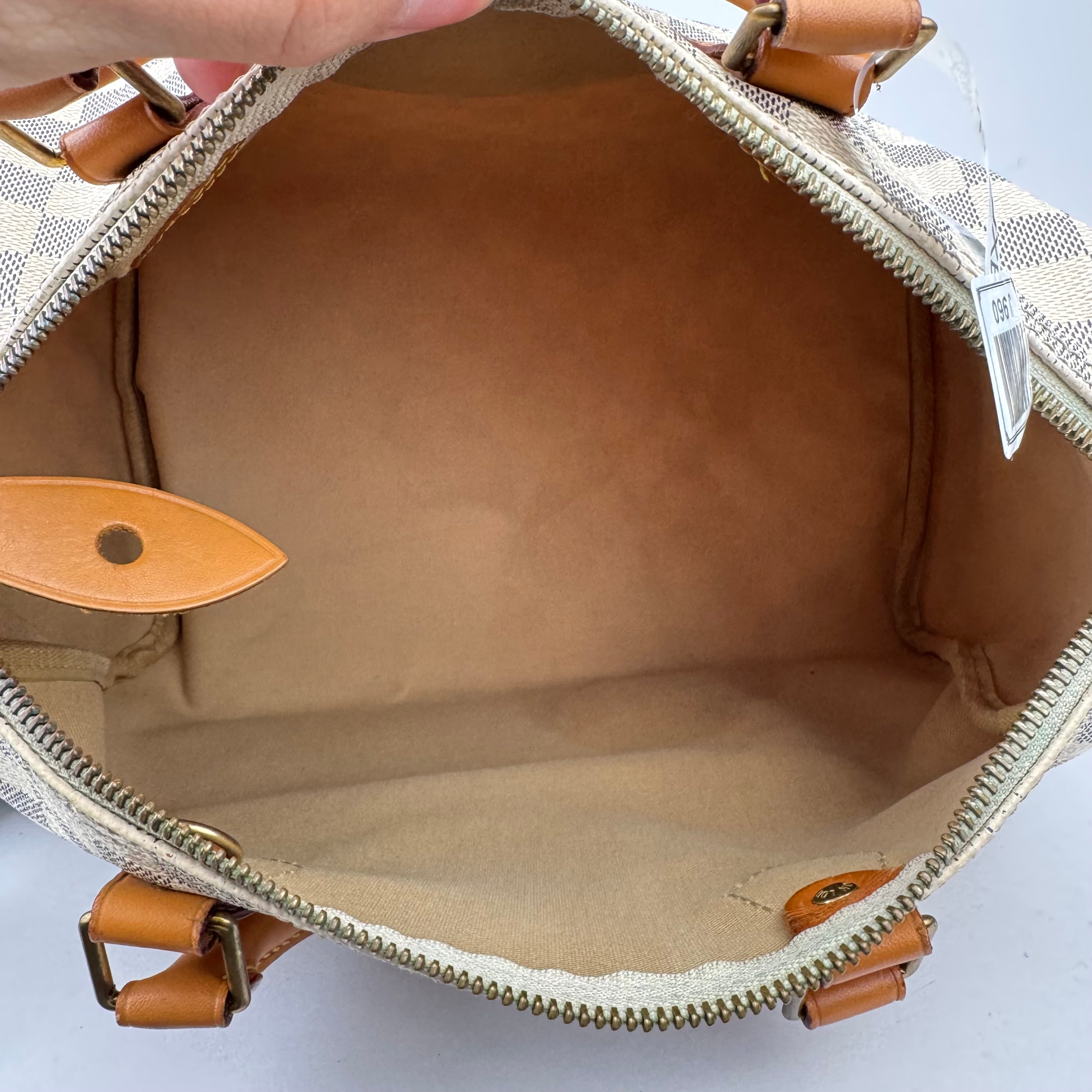 J1960 Louis Vuitton Speedy Handbag Damier 30 White- Pre Owned