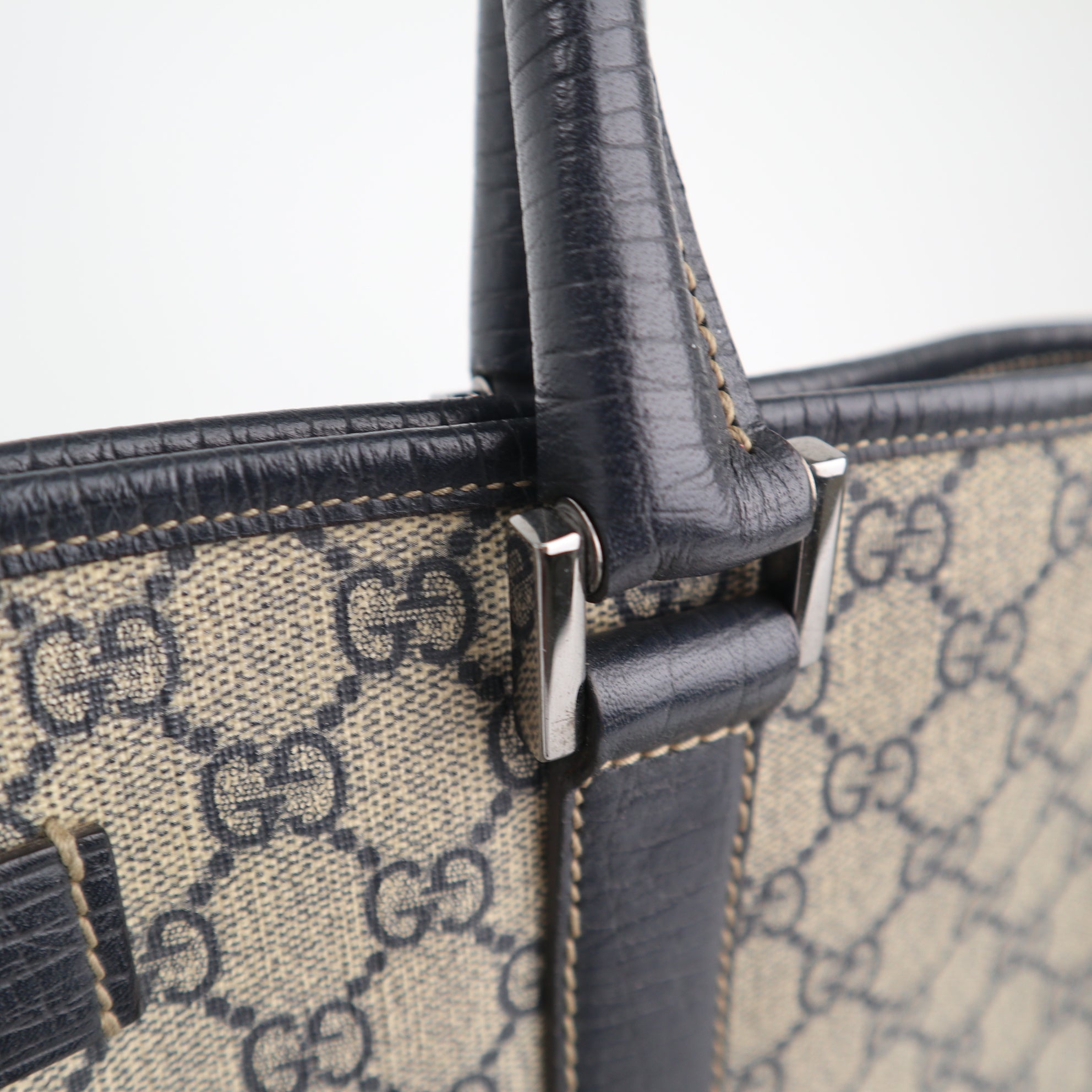 C2291 Gucci Tote Bag GG Supreme Joy Vertical Tote | Pre-Owned Very Good Brown GG Supreme Canvas