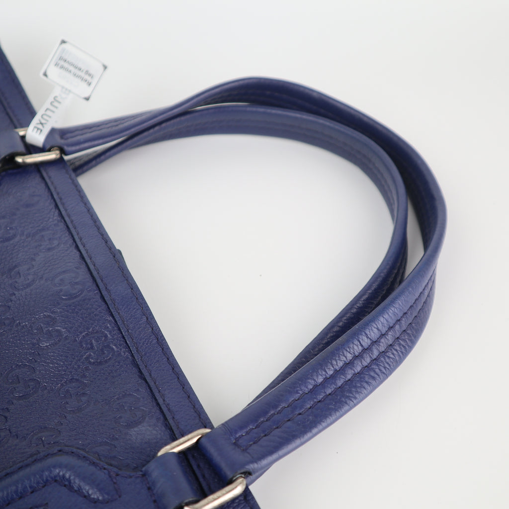 C2292 Gucci Tote Bag Scarlett leather tote Blue in Leather | Pre-Owned Very Good Blue Leather