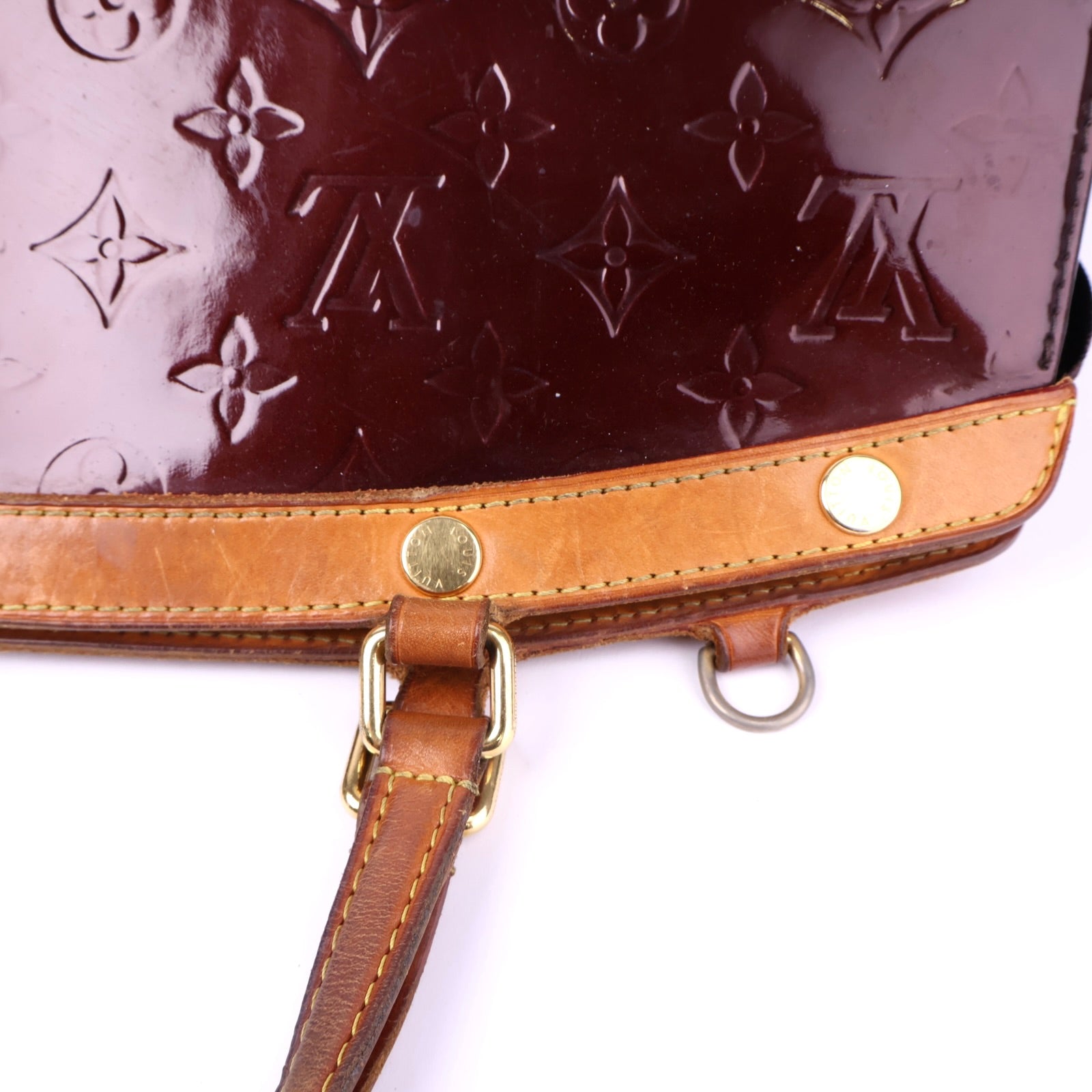 J2132 Louis Vuitton Amarante Monogram Vernis Brea MM Bag- Pre Owned